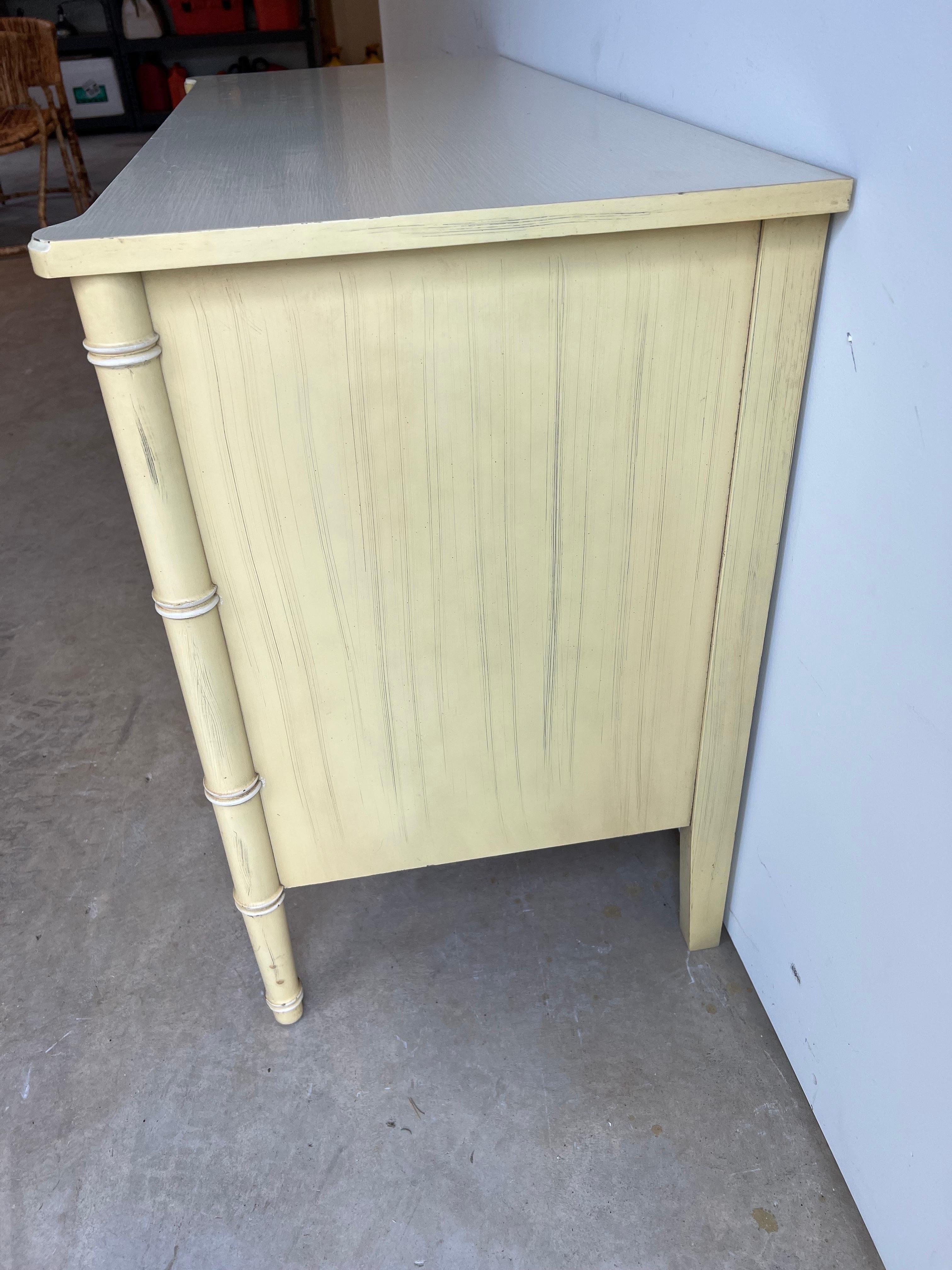 Metal Henry Link Faux Bamboo Dresser For Sale