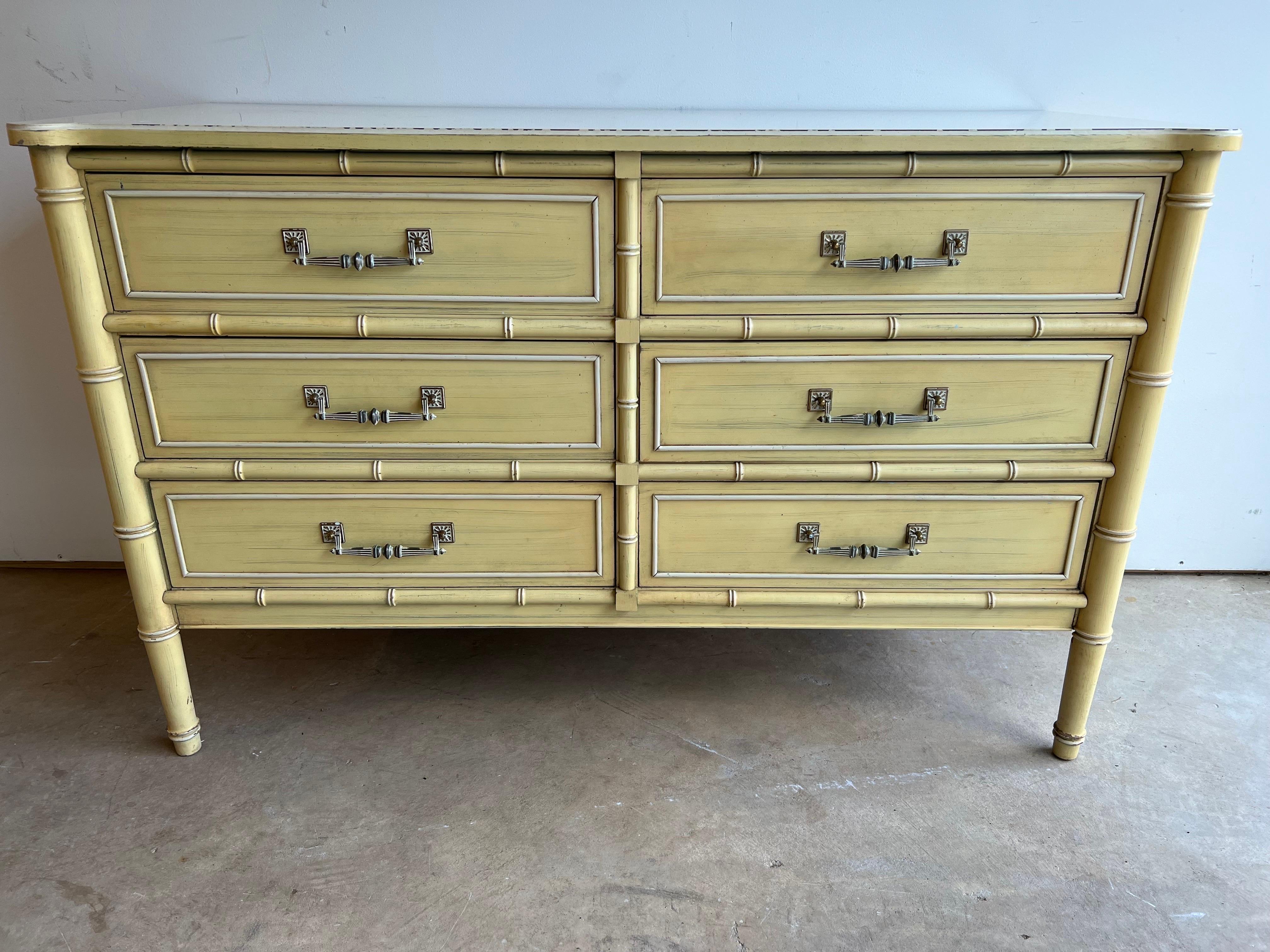 Mid-Century Modern Henry Link Faux Bamboo Dresser For Sale