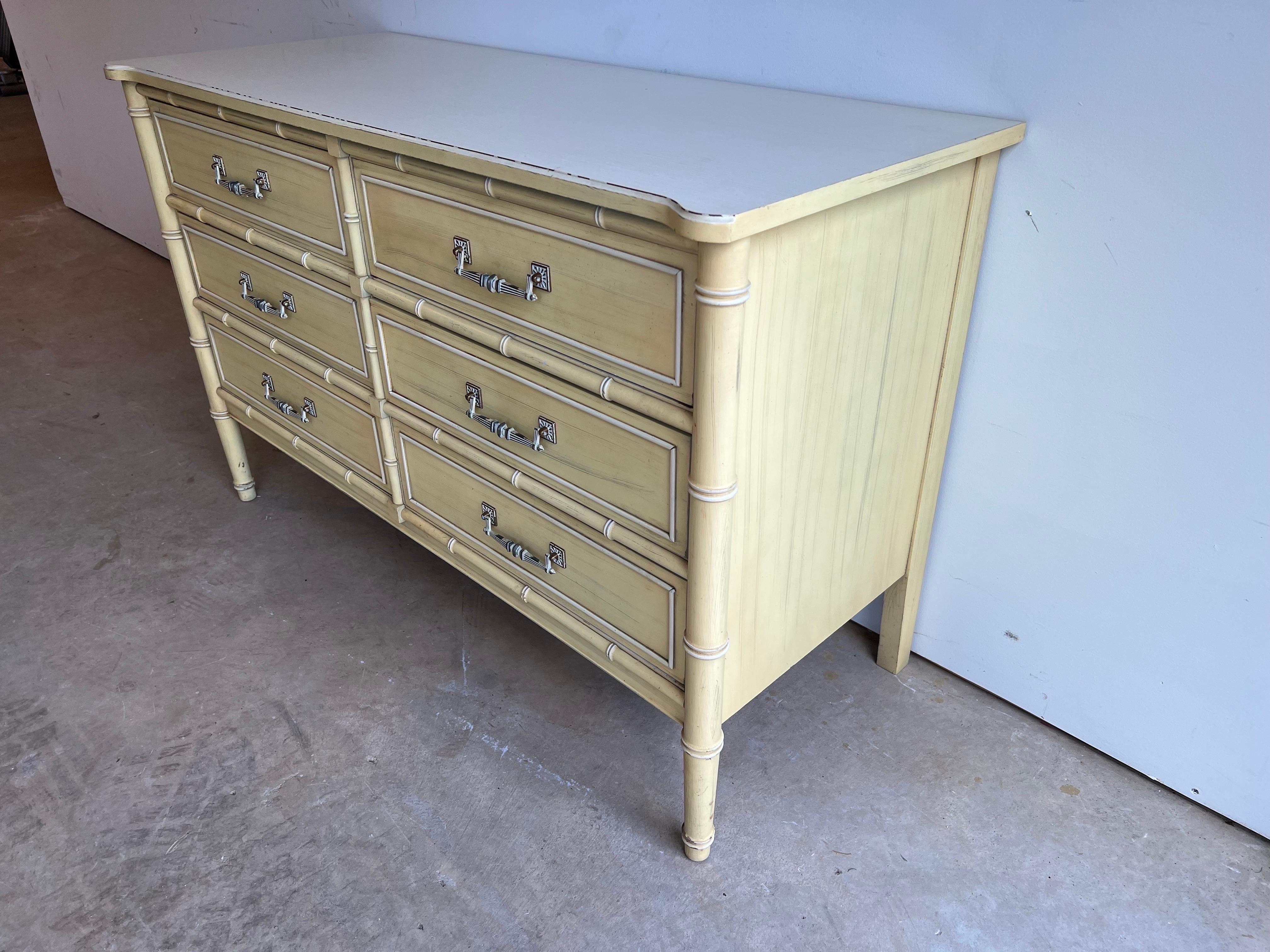 American Henry Link Faux Bamboo Dresser For Sale