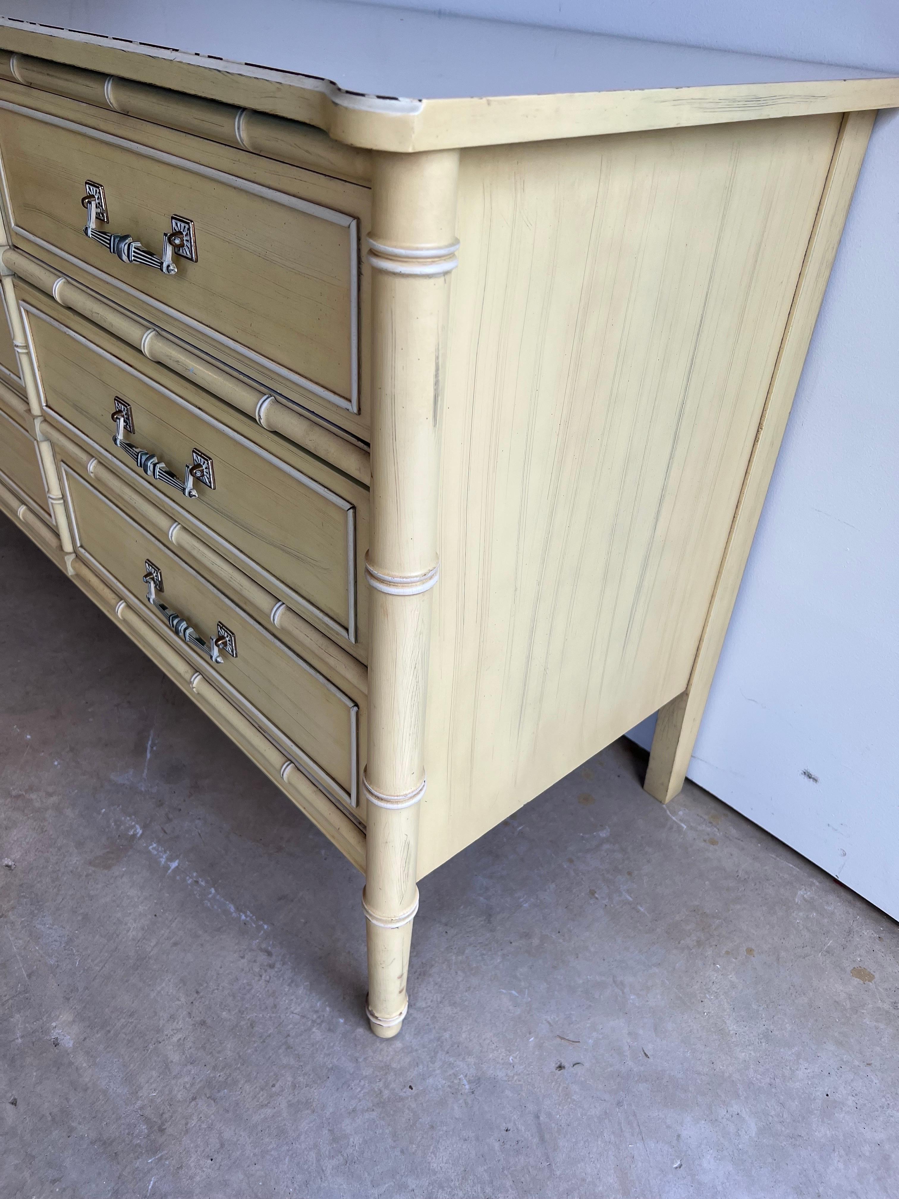 Late 20th Century Henry Link Faux Bamboo Dresser For Sale