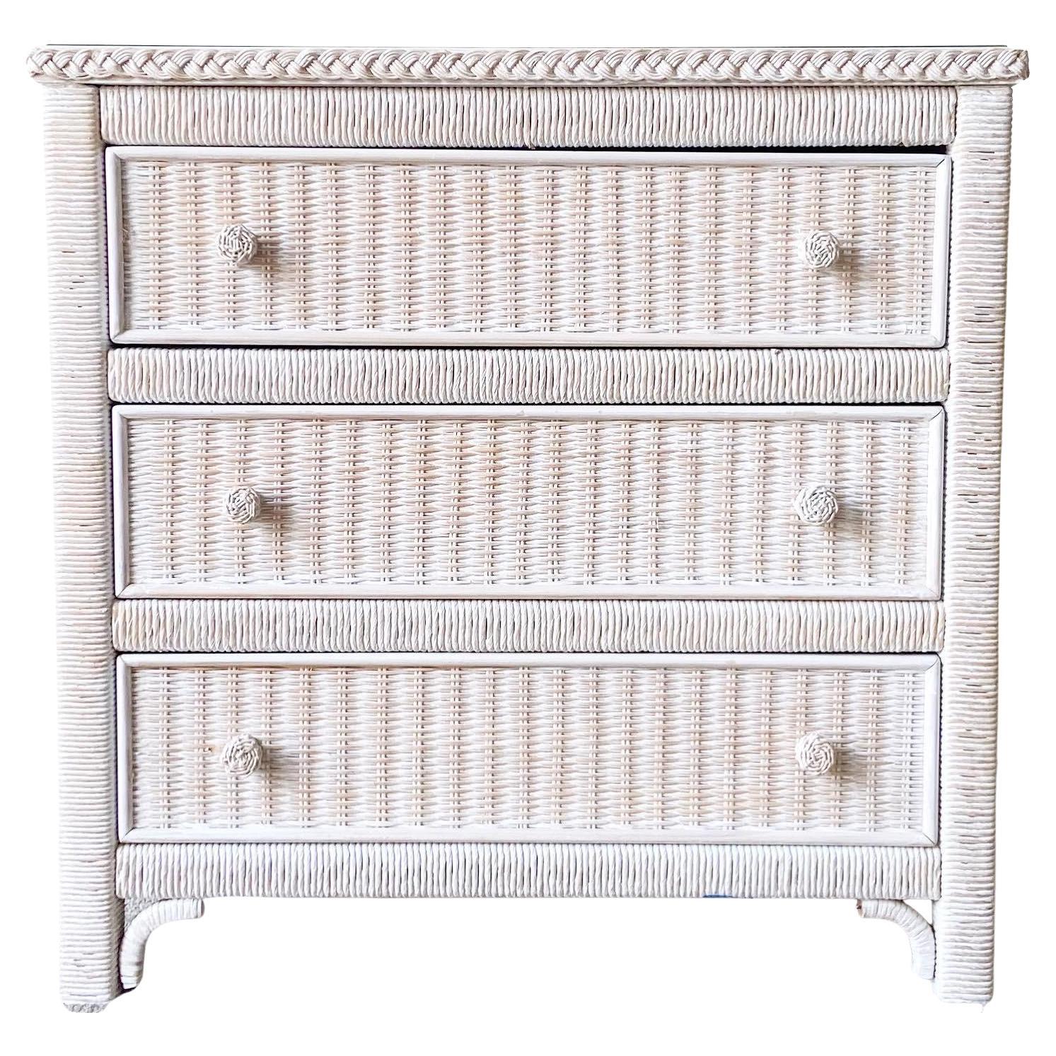 Henry Link for Lexington Wicker Glass Top Chest of Drawers