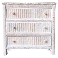Used Henry Link for Lexington Wicker Glass Top Chest of Drawers