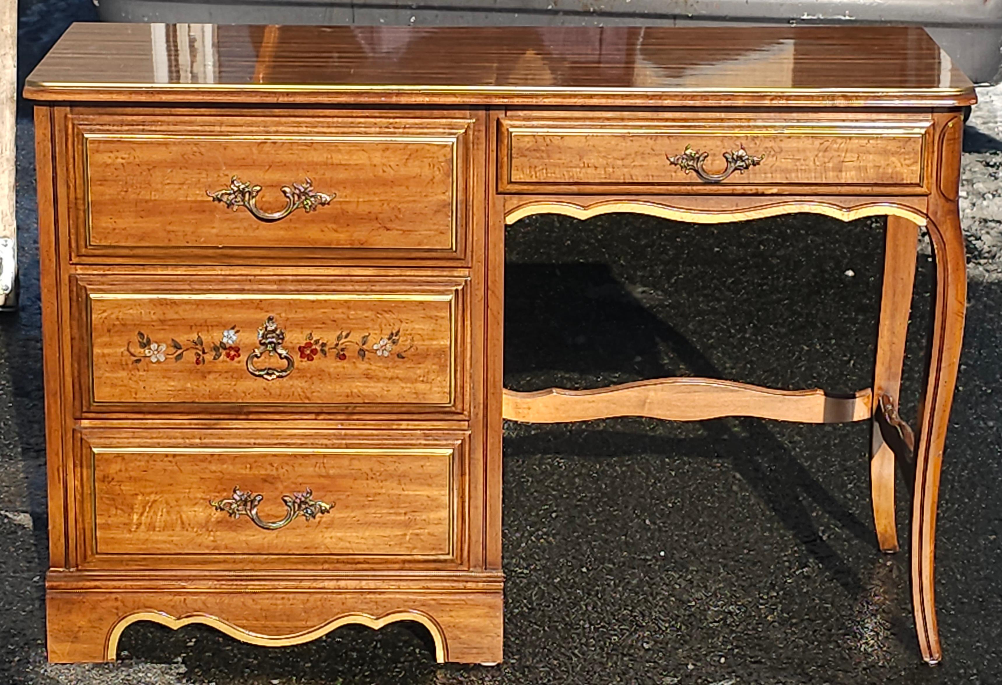 Henry Link Furniture Ornate and Partial Gilt Lighted Hutched Desk For Sale 3
