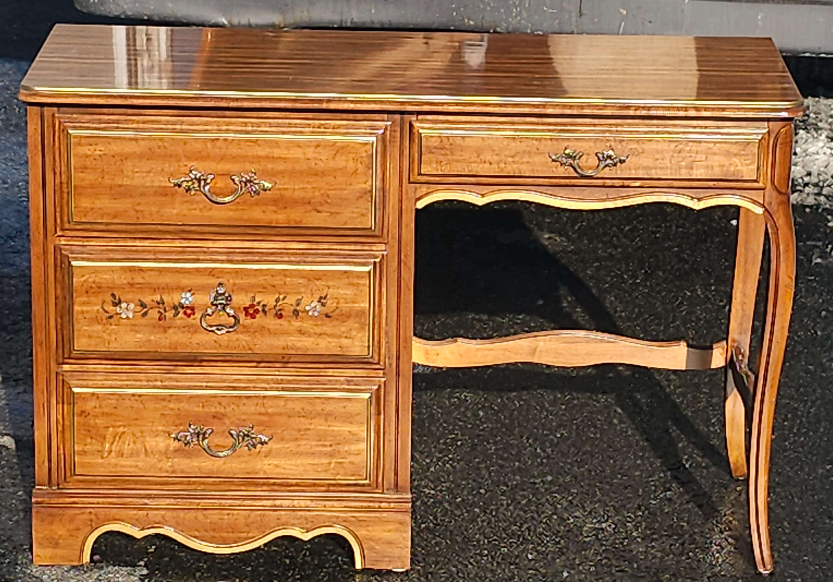 Henry Link Furniture Ornate and Partial Gilt lighted Hutched Desk
Measures 46
