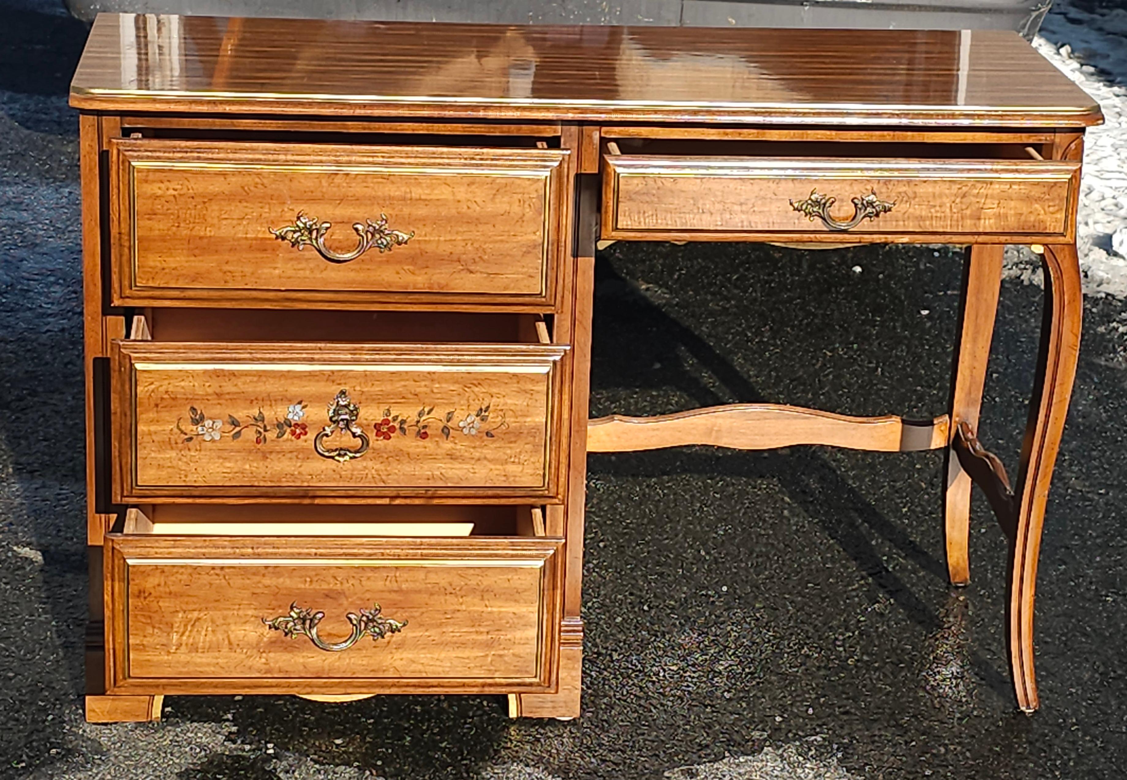 Modern Henry Link Furniture Ornate and Partial Gilt Lighted Hutched Desk For Sale