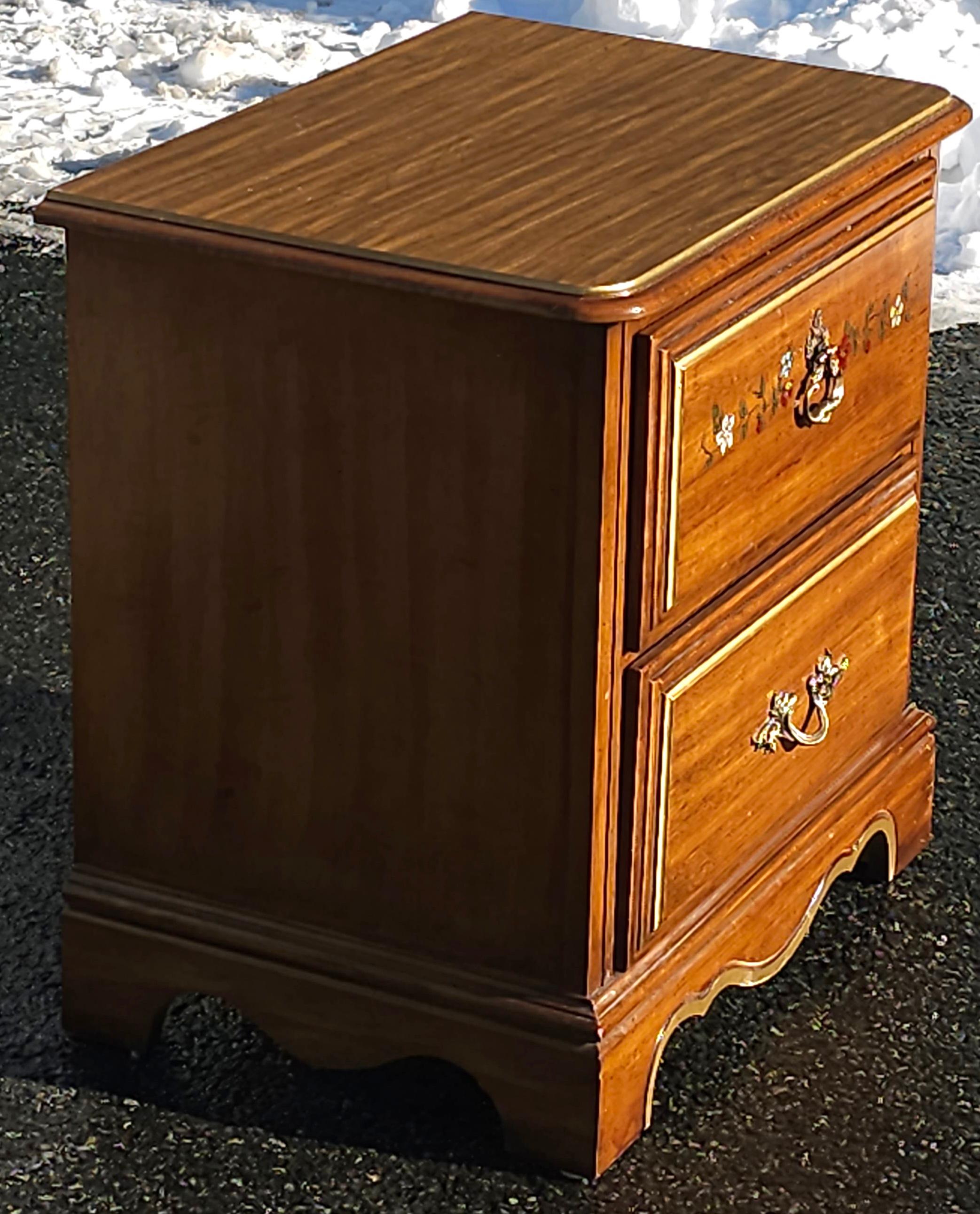 Modern Henry Link Furniture Ornate and Partial Gilt Two Drawer Nightstand For Sale