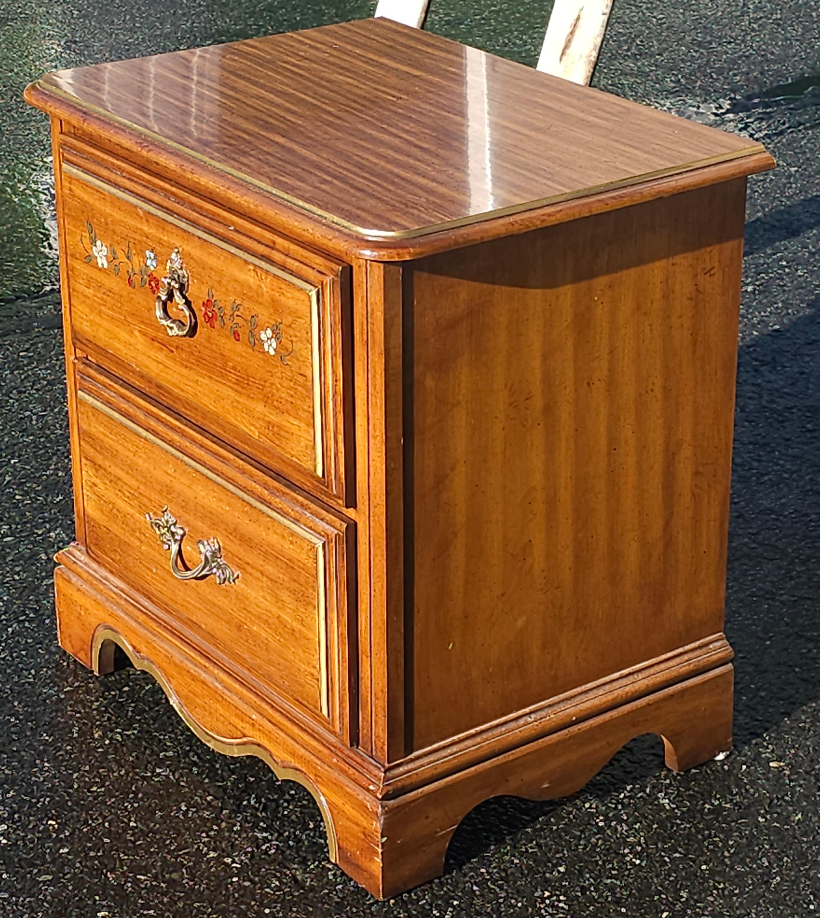 Henry Link Furniture Ornate and Partial Gilt Two Drawer Nightstand In Good Condition For Sale In Germantown, MD