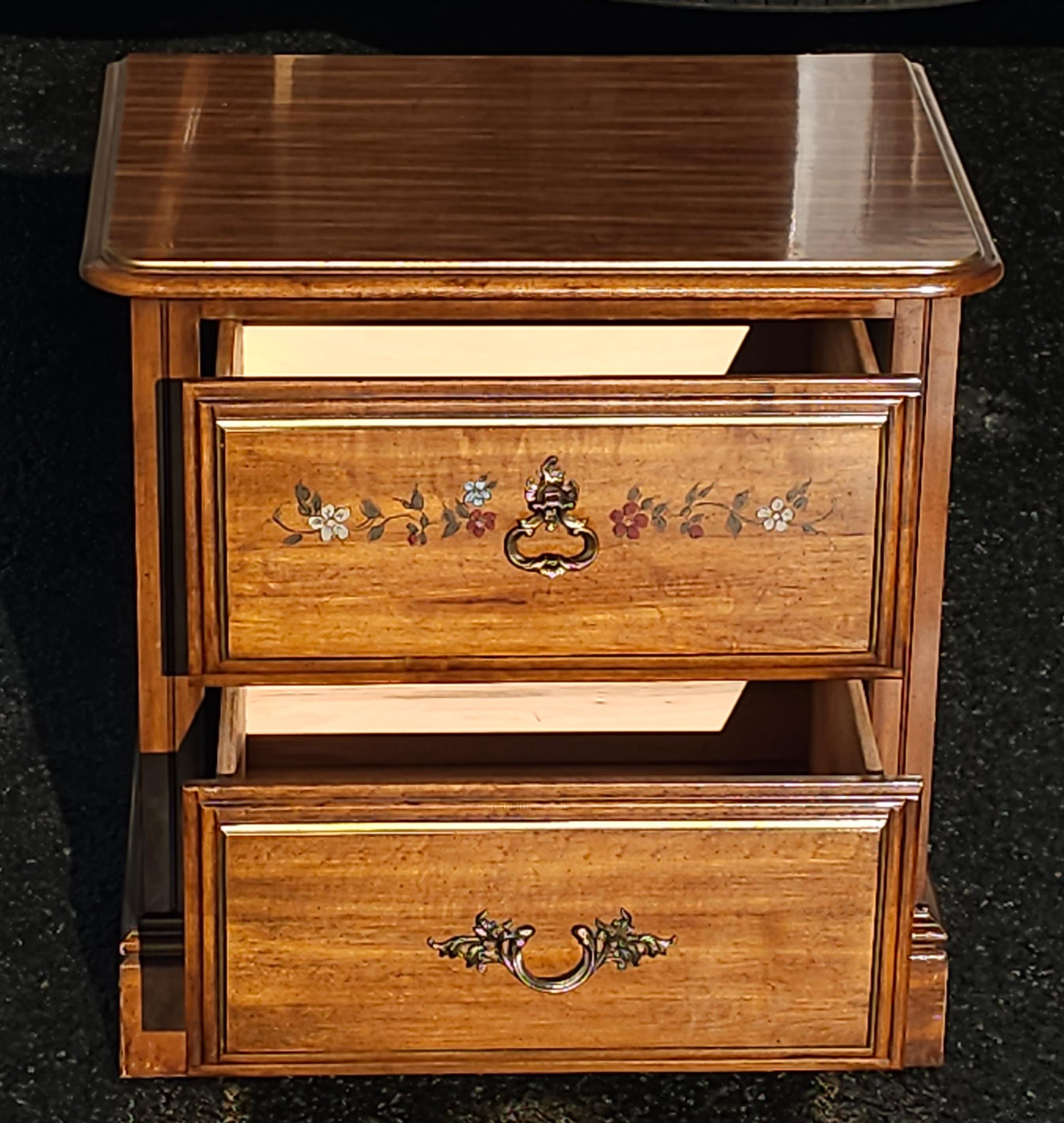 20th Century Henry Link Furniture Ornate and Partial Gilt Two Drawer Nightstand For Sale