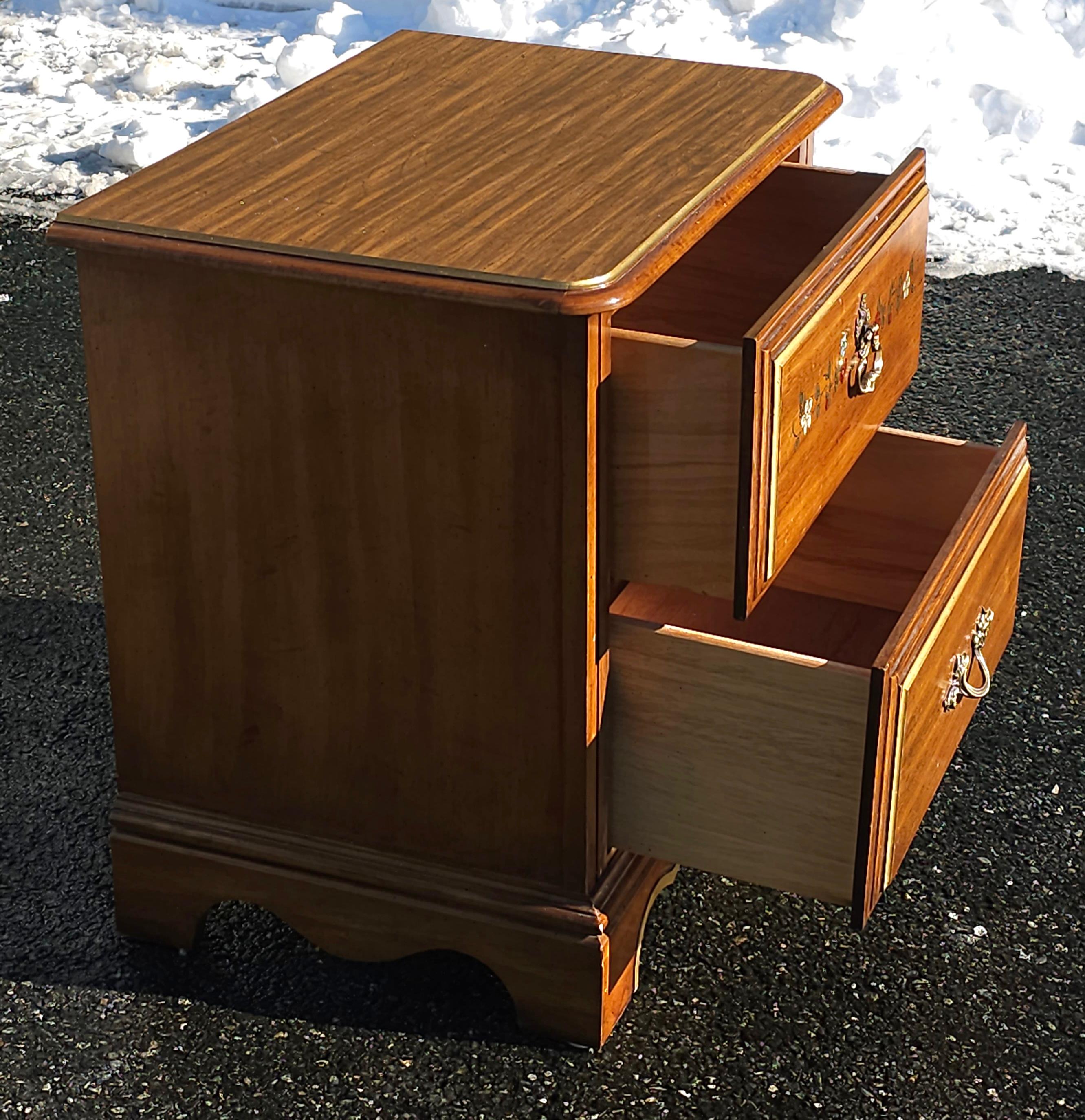 Hardwood Henry Link Furniture Ornate and Partial Gilt Two Drawer Nightstand For Sale