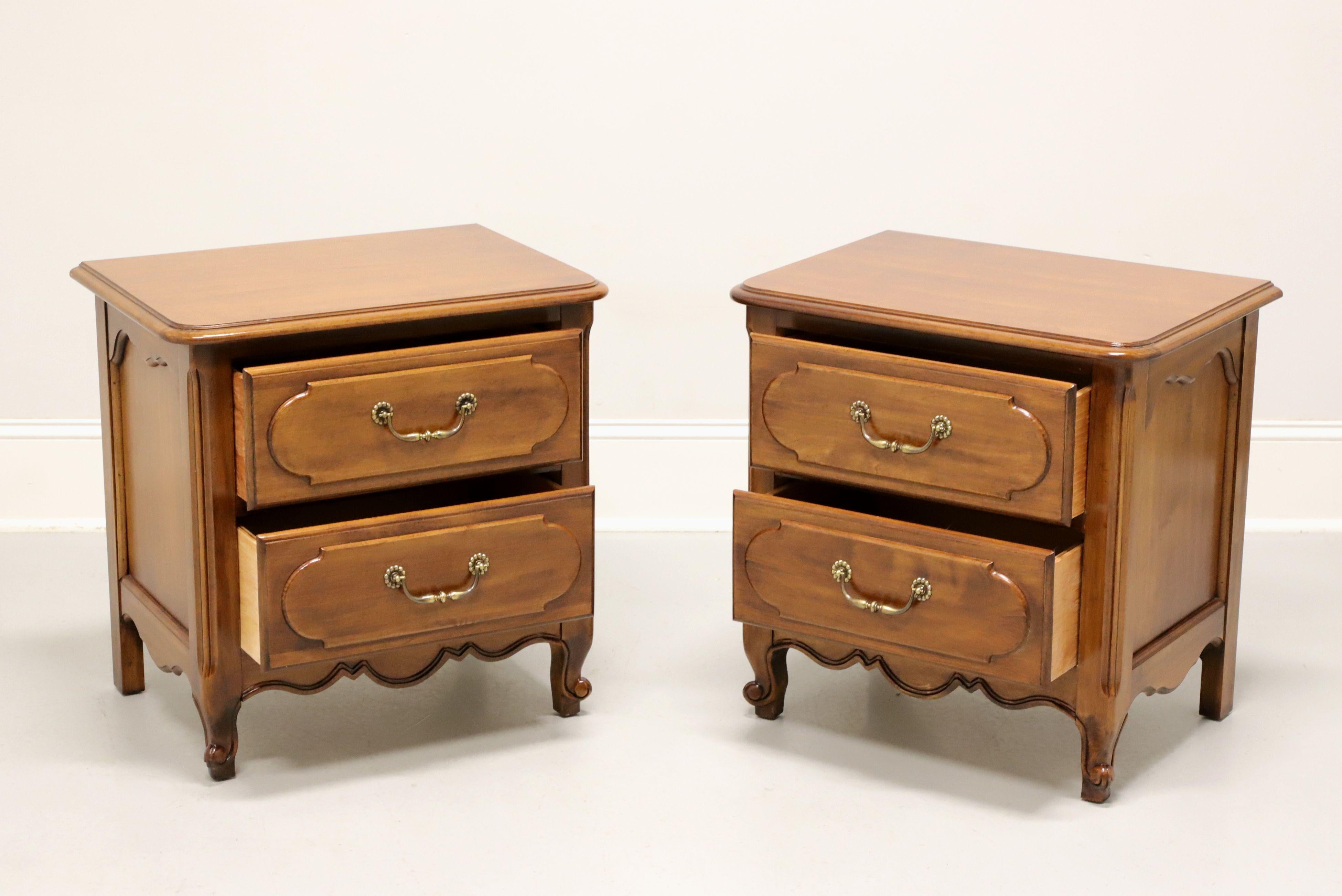 HENRY LINK Margaux Collection Cherry French Country Louis XV Nightstands - Pair In Good Condition In Charlotte, NC