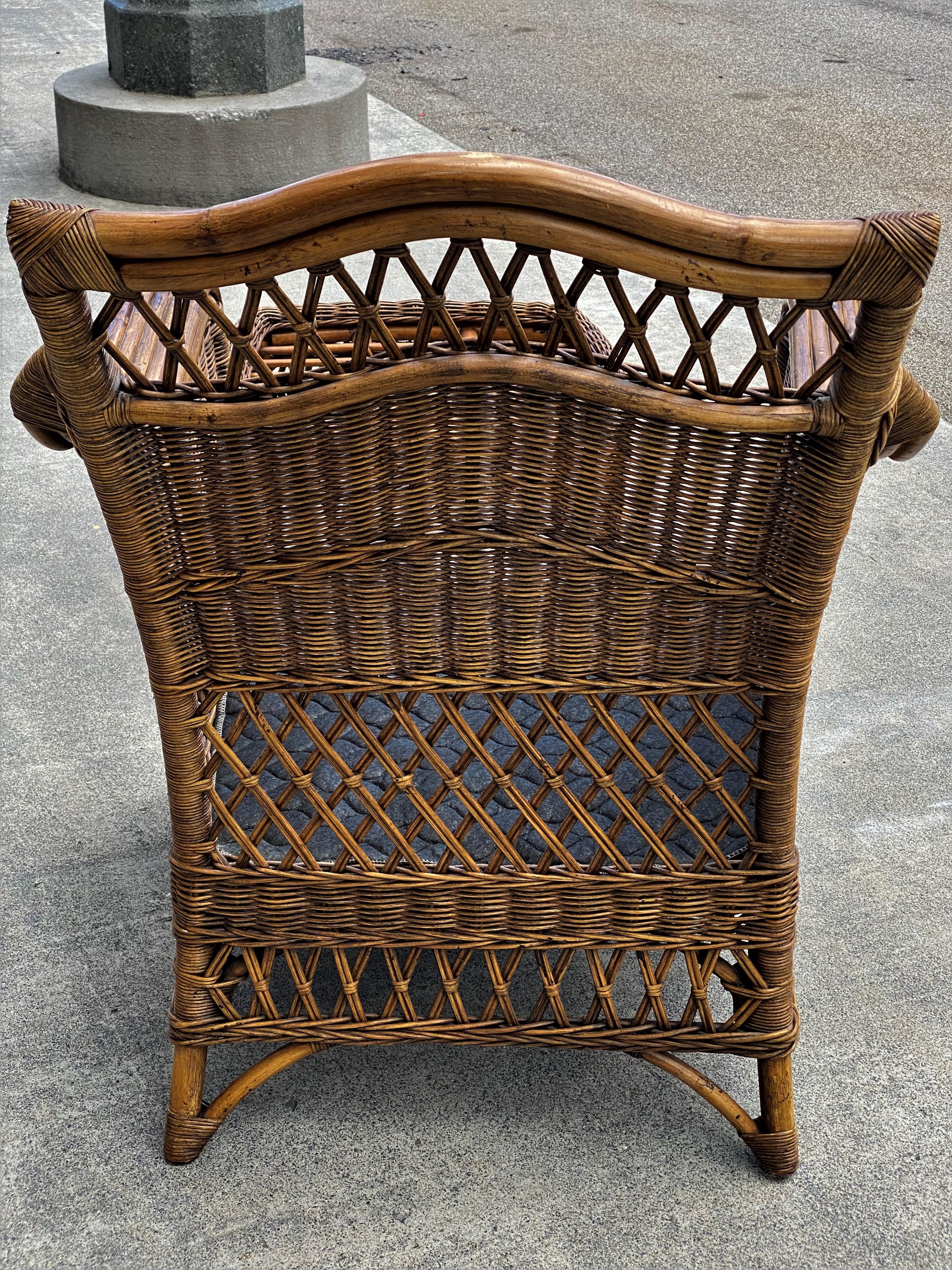 Fauteuil et repose-pieds Henry Link en rotin naturel/wicker/amboo en vente 6