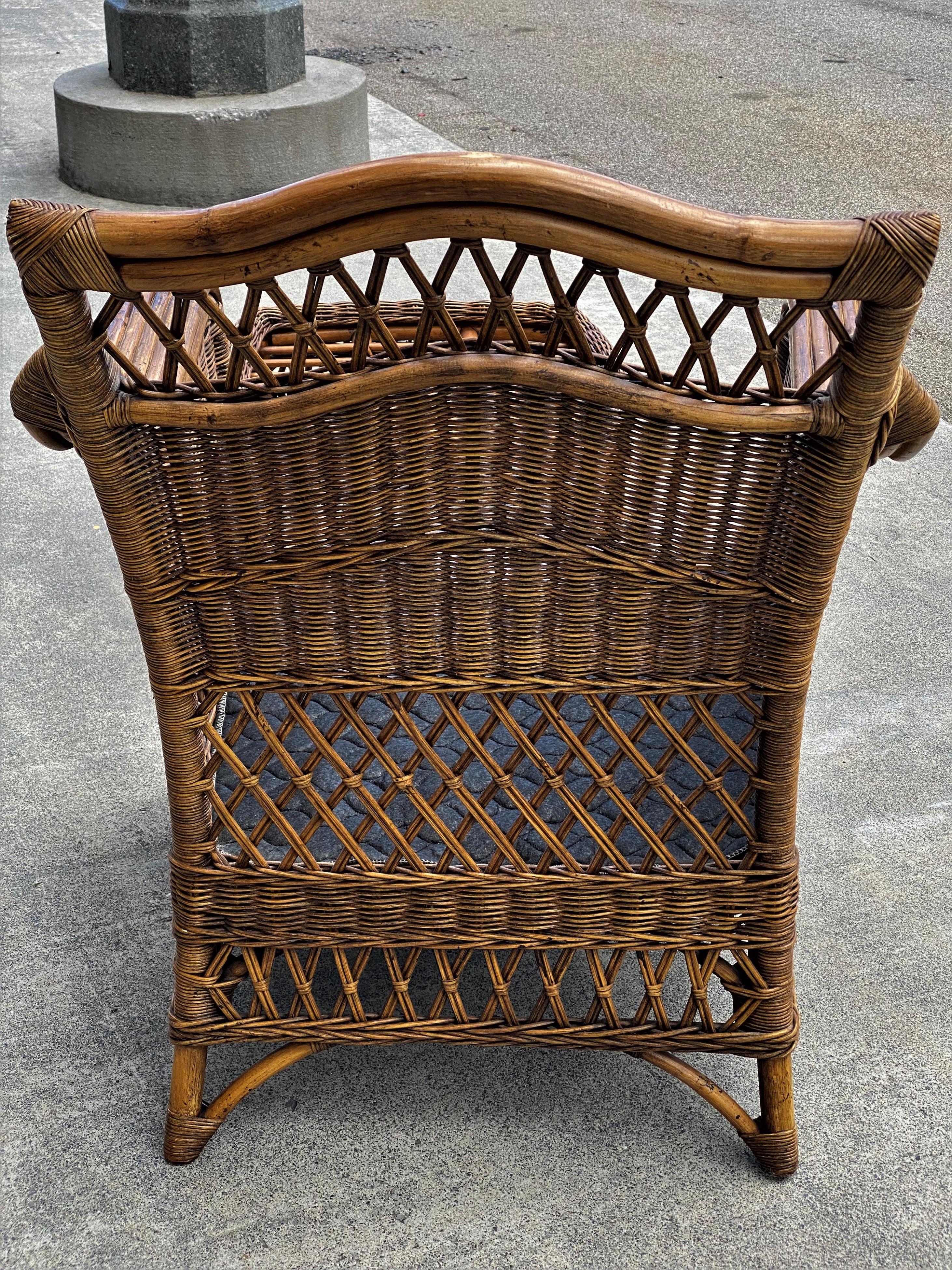 Henry Link Natural Rattan/Wicker/Bamboo Armchair & Ottoman For Sale 3