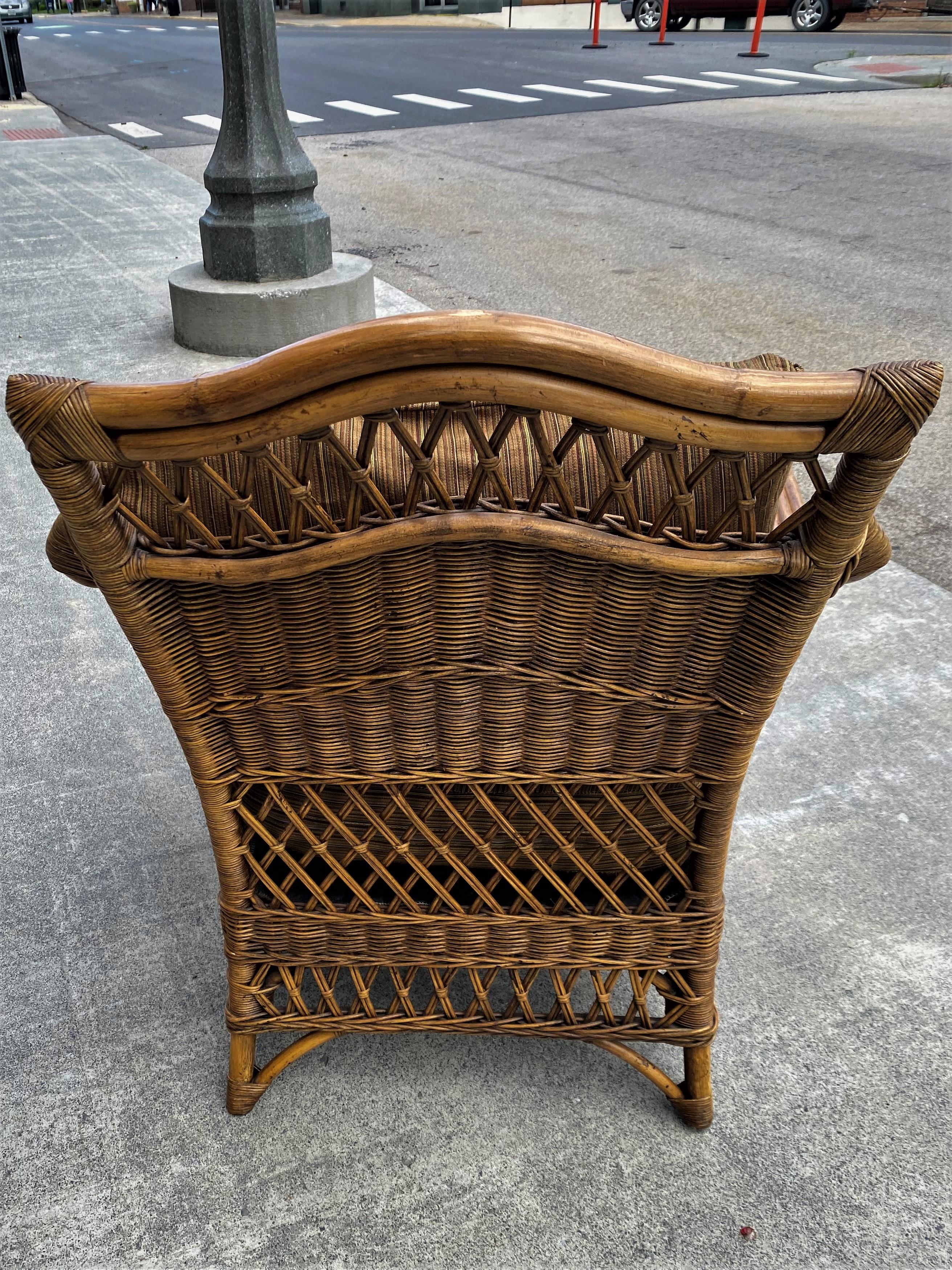 Henry Link Natural Rattan/Wicker/Bamboo Armchair & Ottoman For Sale 7