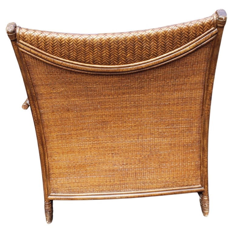 Henry Link Oversize Rattan Wicker and Leather Straps Lounge Chair and