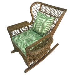 Vintage Henry Link Rattan Rocker Chair Magazine with China Seas Cushion