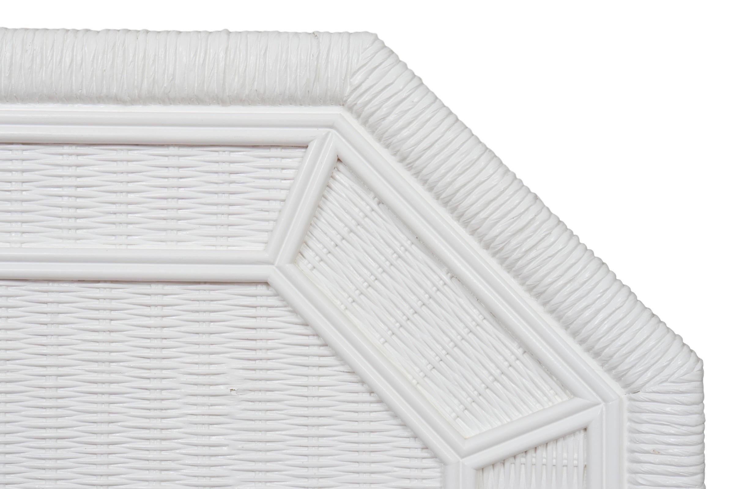 American Henry Link White Wicker Twin Headboards - a Pair