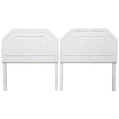 Henry Link White Wicker Twin Headboards - a Pair
