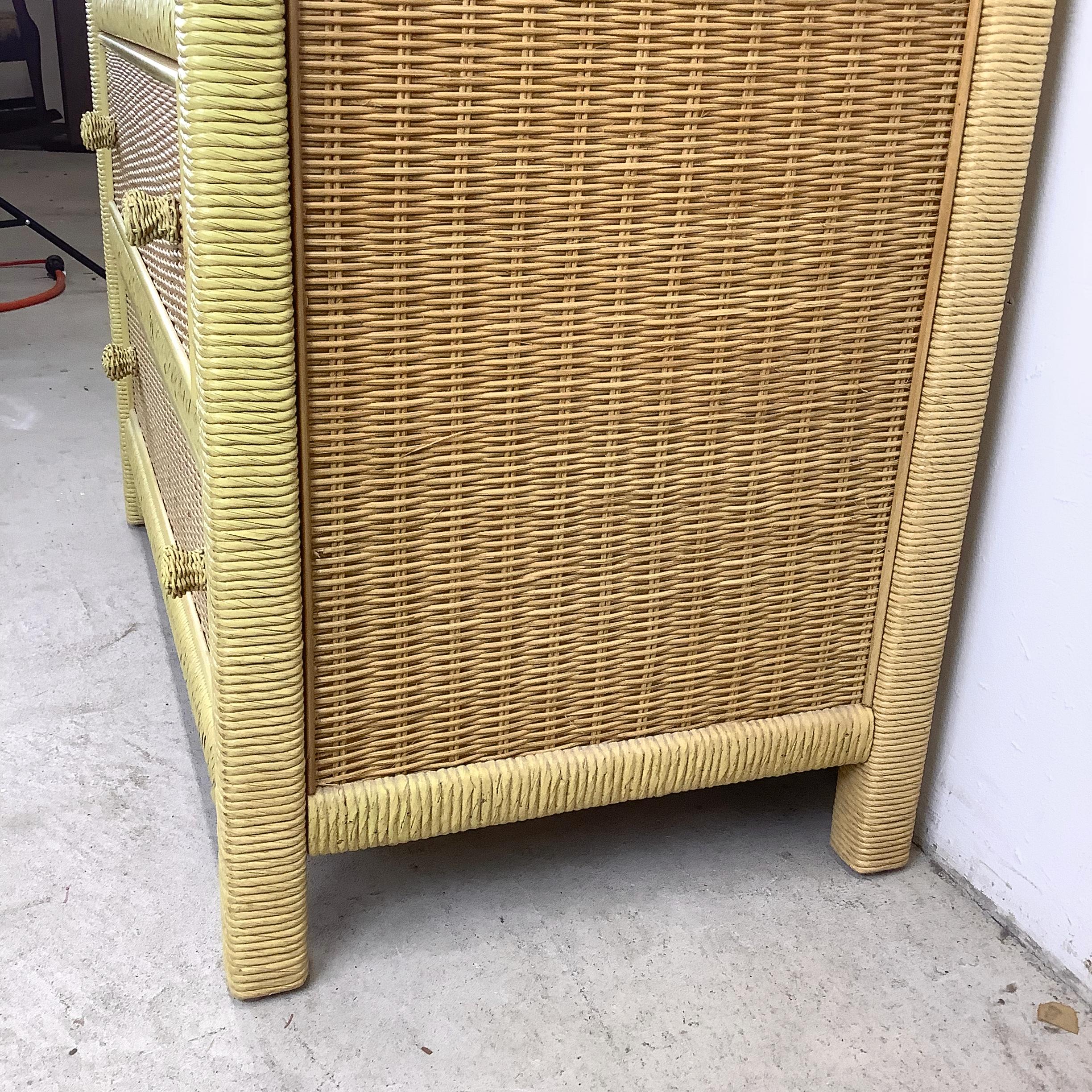 20th Century Henry Link Wicker Highboy Dresser