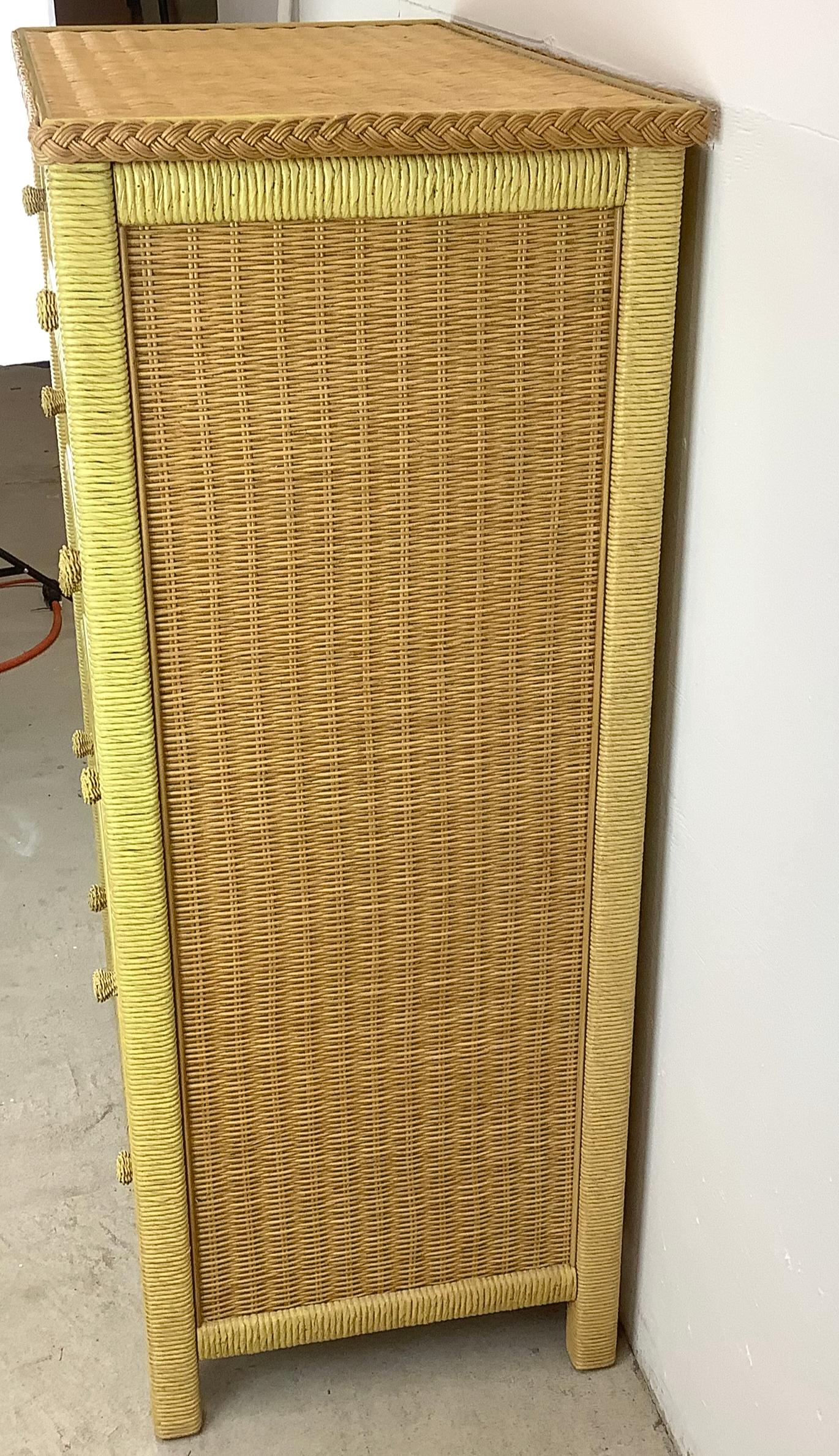 Henry Link Wicker Highboy Dresser In Good Condition In Trenton, NJ