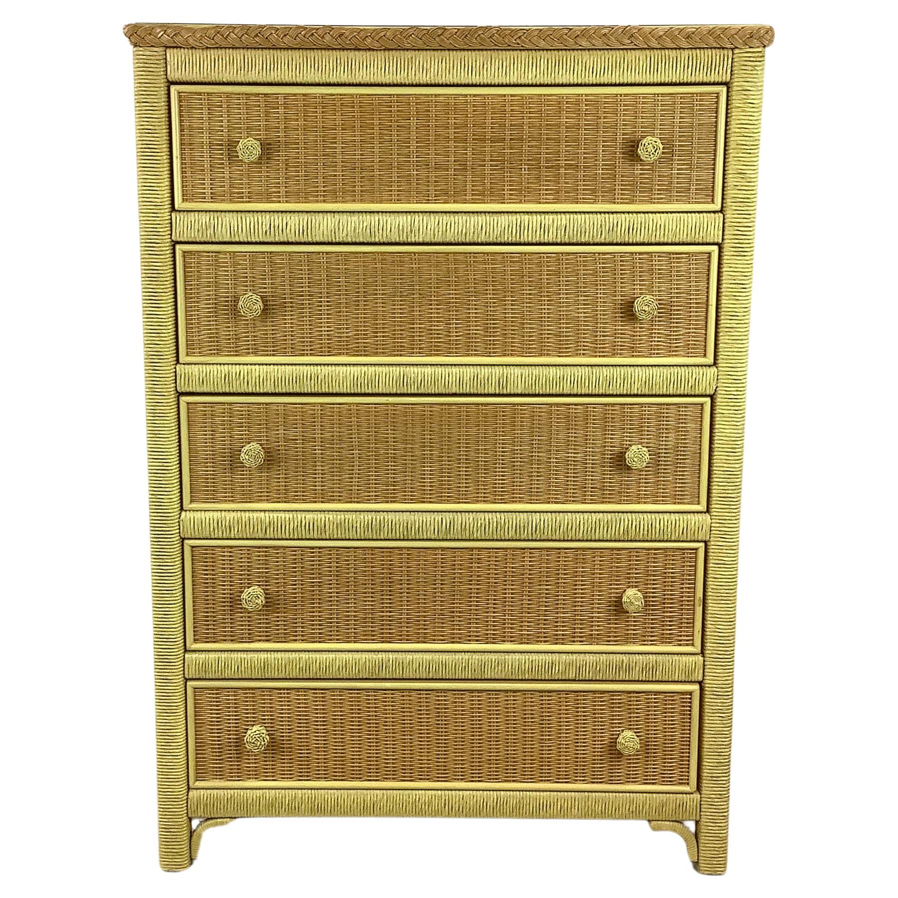 Henry Link Wicker Highboy Dresser