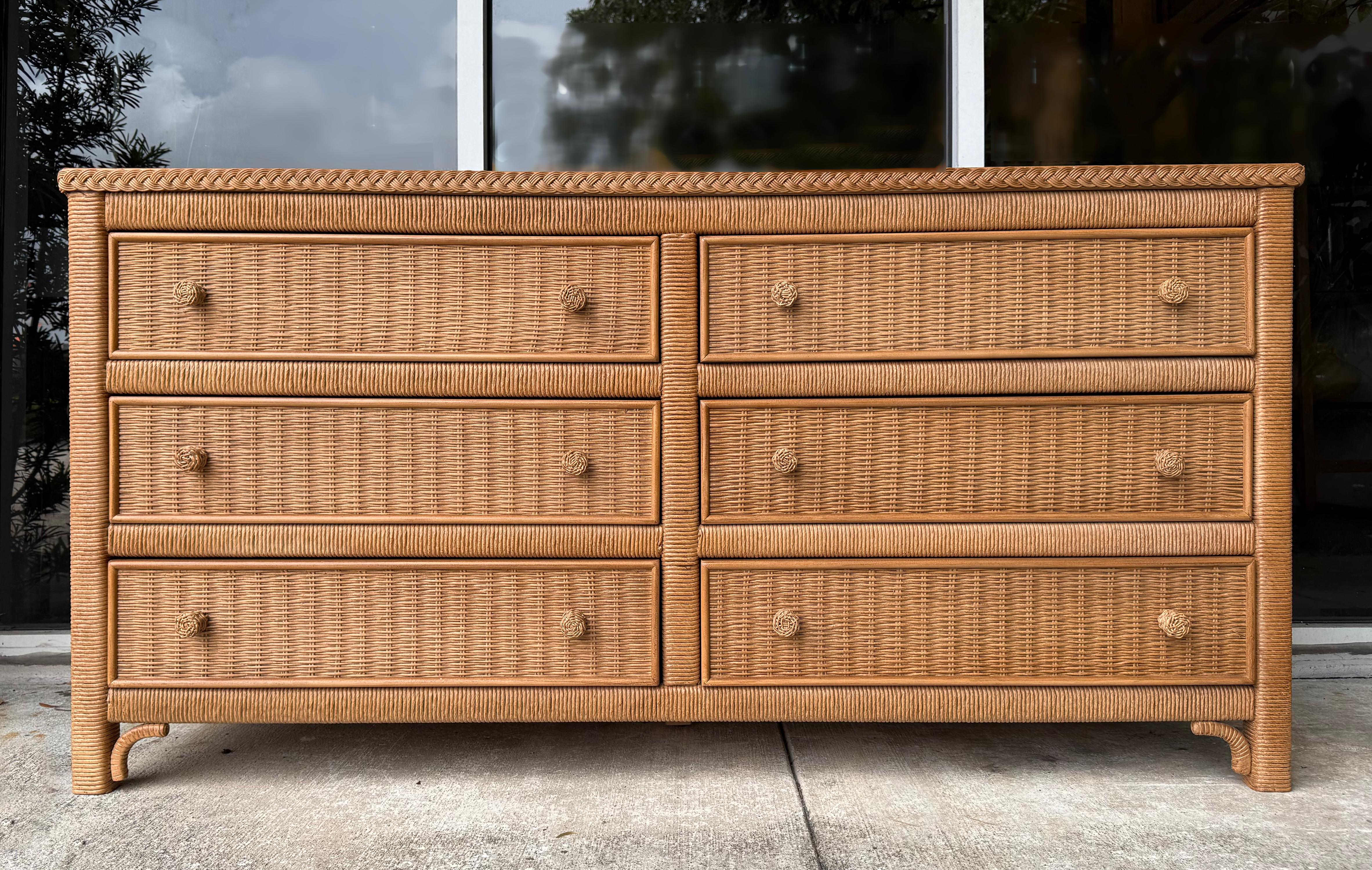 Henry Link Woven Wicker 3-Drawer Chests for Lexington,  Pair For Sale 7