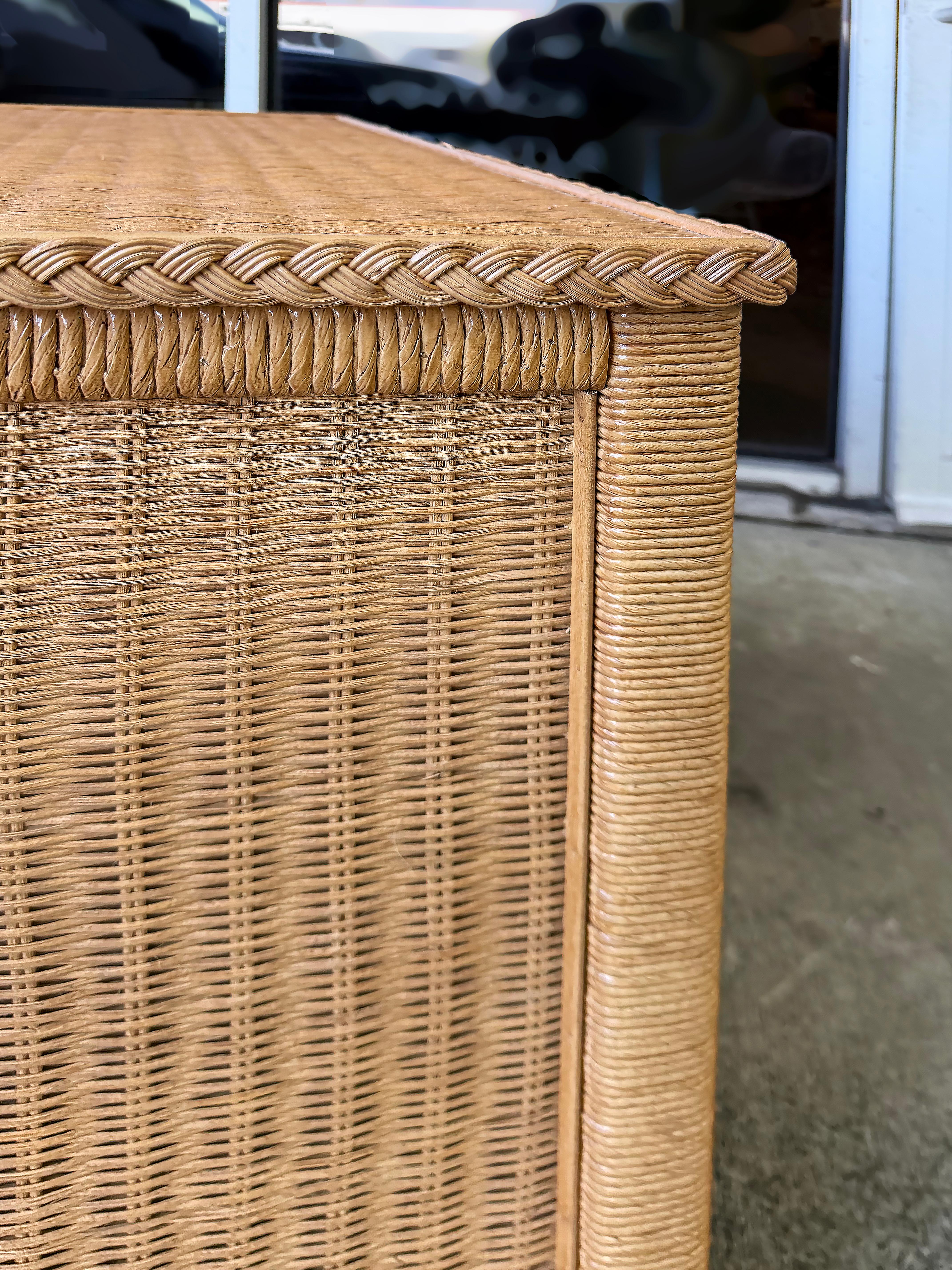 Henry Link Woven Wicker 3-Drawer Chests for Lexington,  Pair For Sale 2