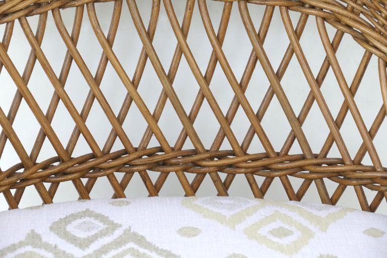 Henry Link Woven Wicker Club Chair, Newly Upholstered For Sale at 1stdibs