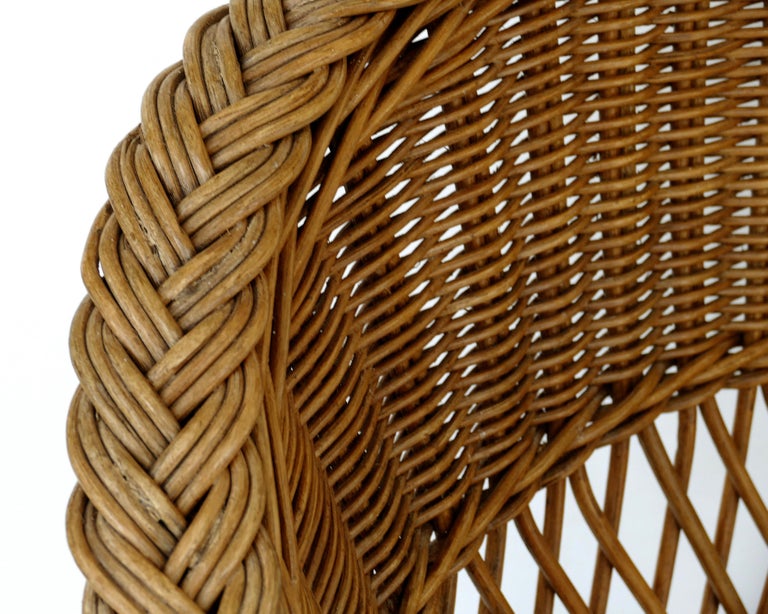 Henry Link Woven Wicker Club Chair, Newly Upholstered For Sale at 1stdibs