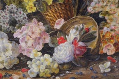 Still Life of Flowers, Victorian Oil on Canvas, Framed, Signed Henry Livens 1890