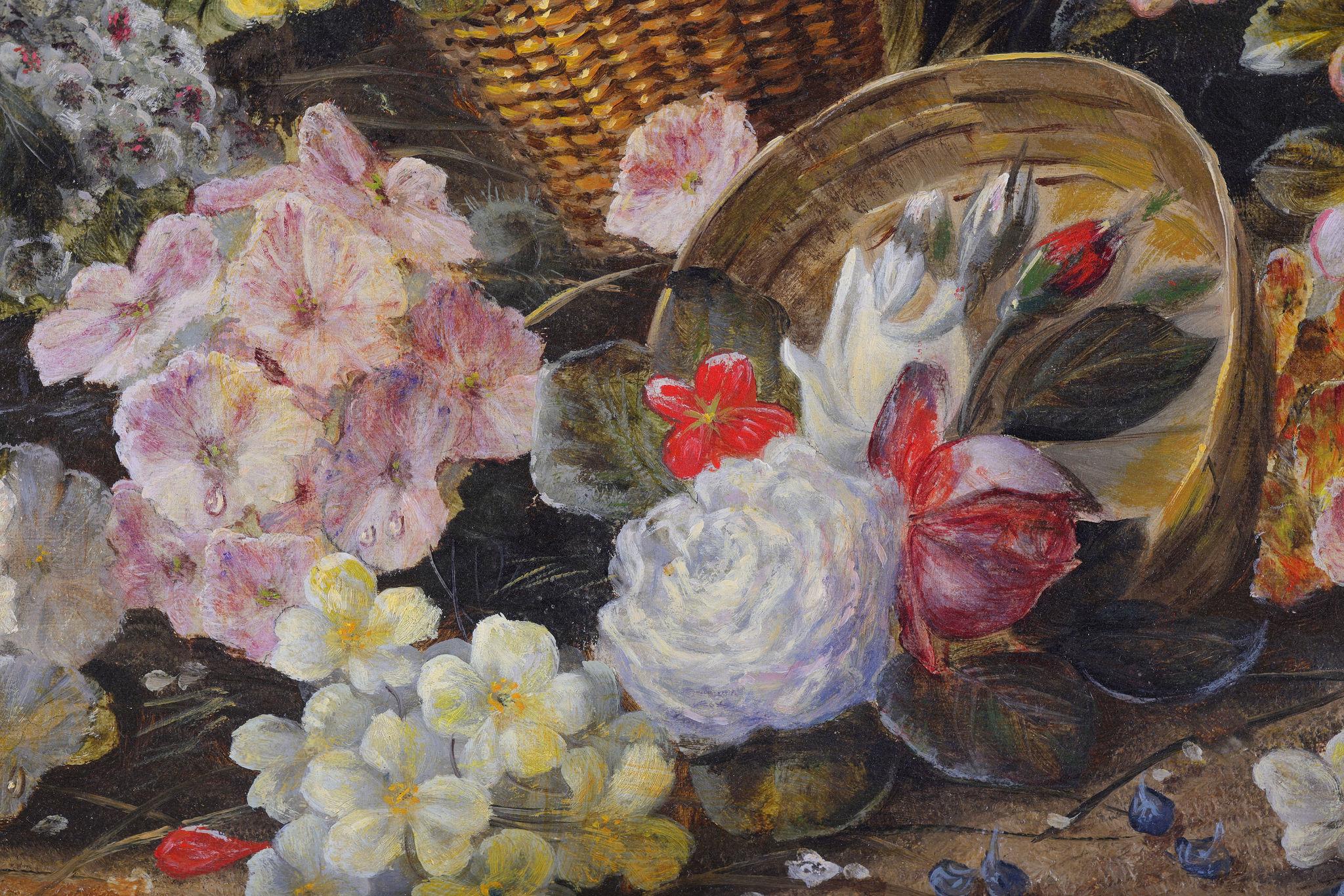 Ein Stillleben mit Blumen (Braun), Landscape Painting, von Henry Livens