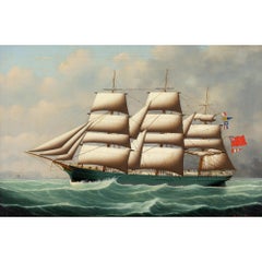 Henry Loos, Portrait Of A Three-Masted Full Rigged British Ship