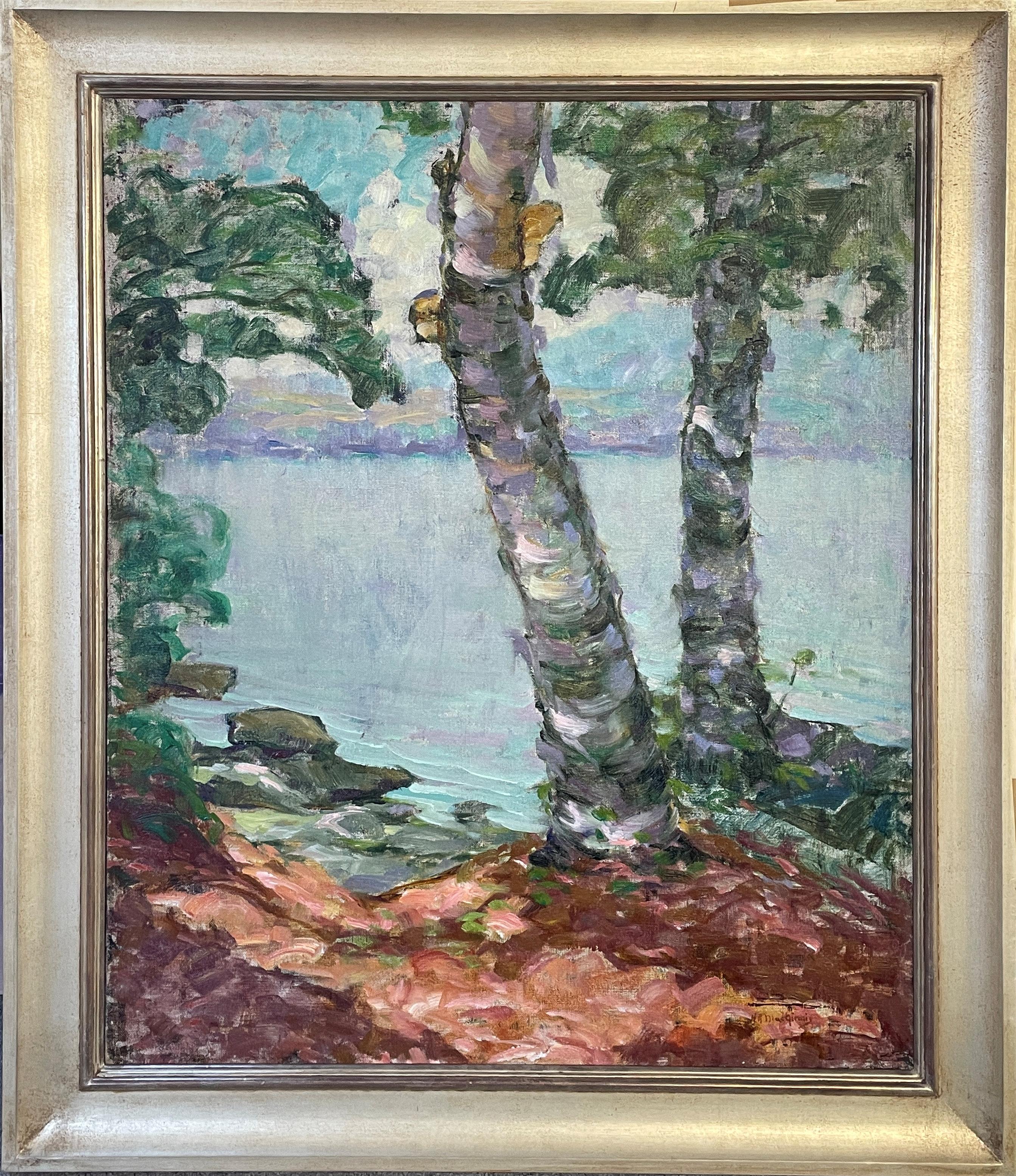 Henry MacGinnis, (1875 - 1962)
Baker Pond, New Hampshire, 1930
Oil on canvas
30 x 25 inches
Signed lower right

Henry Ryan MacGinnis, 1875-1962, was born in Indiana and began his art studies under the eminent Hoosier artists T.C. Steele, J.O. Adams