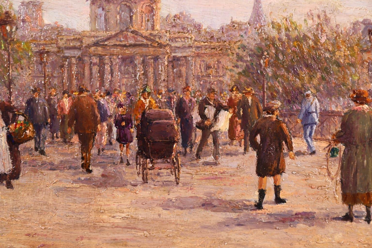 Le Pont des Arts - Paris - Post Impressionist Oil, Cityscape by Henry Malfroy 4