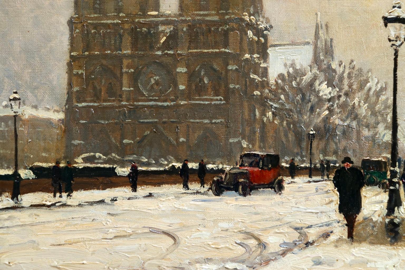 Notre Dame sur la neige - Paris - Figures in Winter Landscape by Henry Malfroy 2