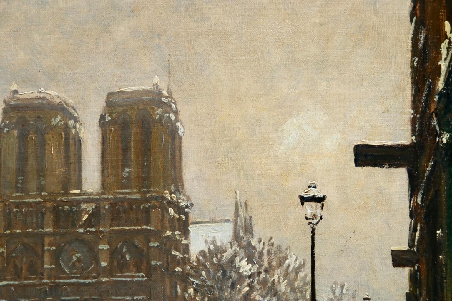 Notre Dame sur la neige - Paris - Figures in Winter Landscape by Henry Malfroy 4