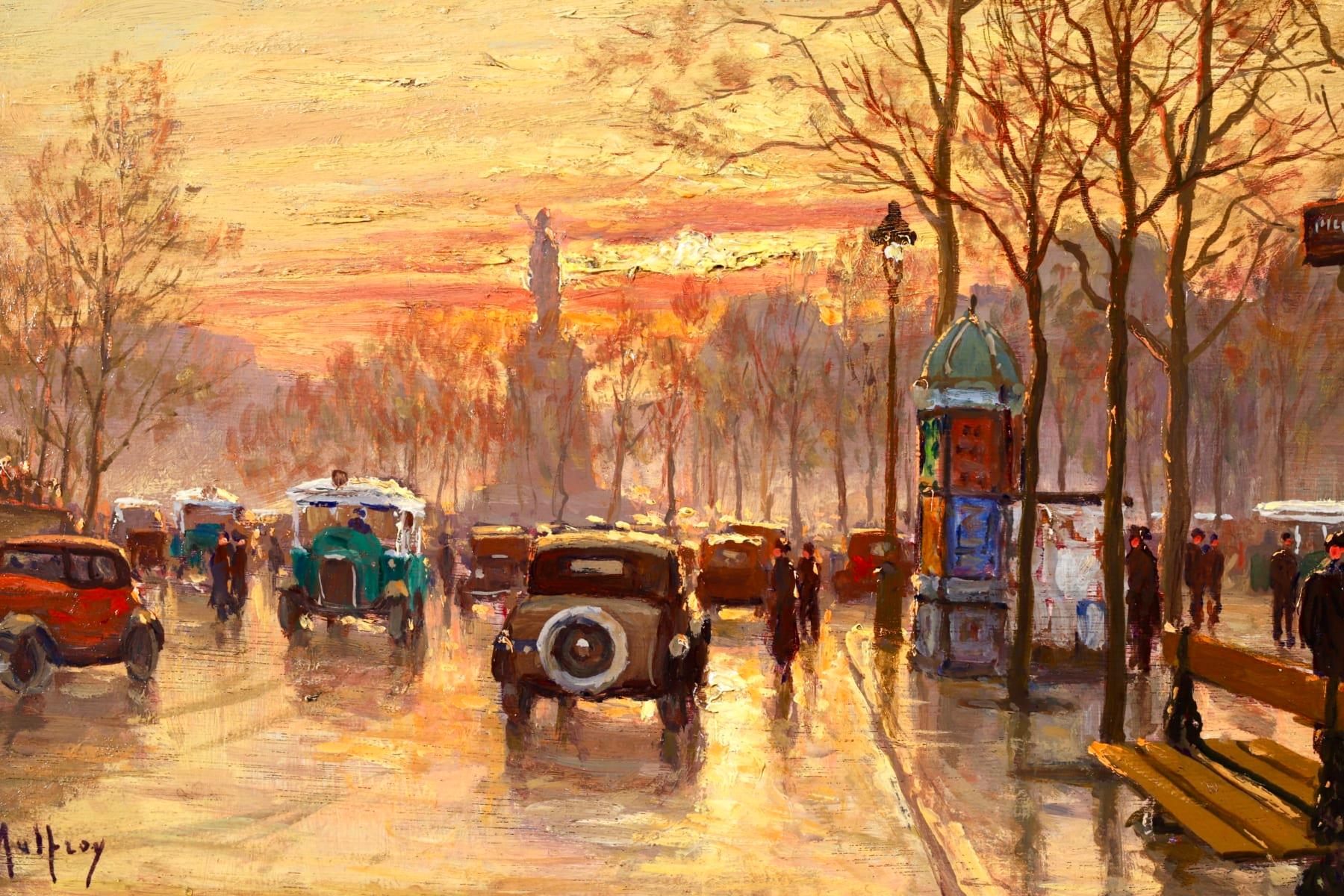 Sunset - Paris - Post Impressionist Oil, Figutres in Cityscape by Henry Malfroy 5