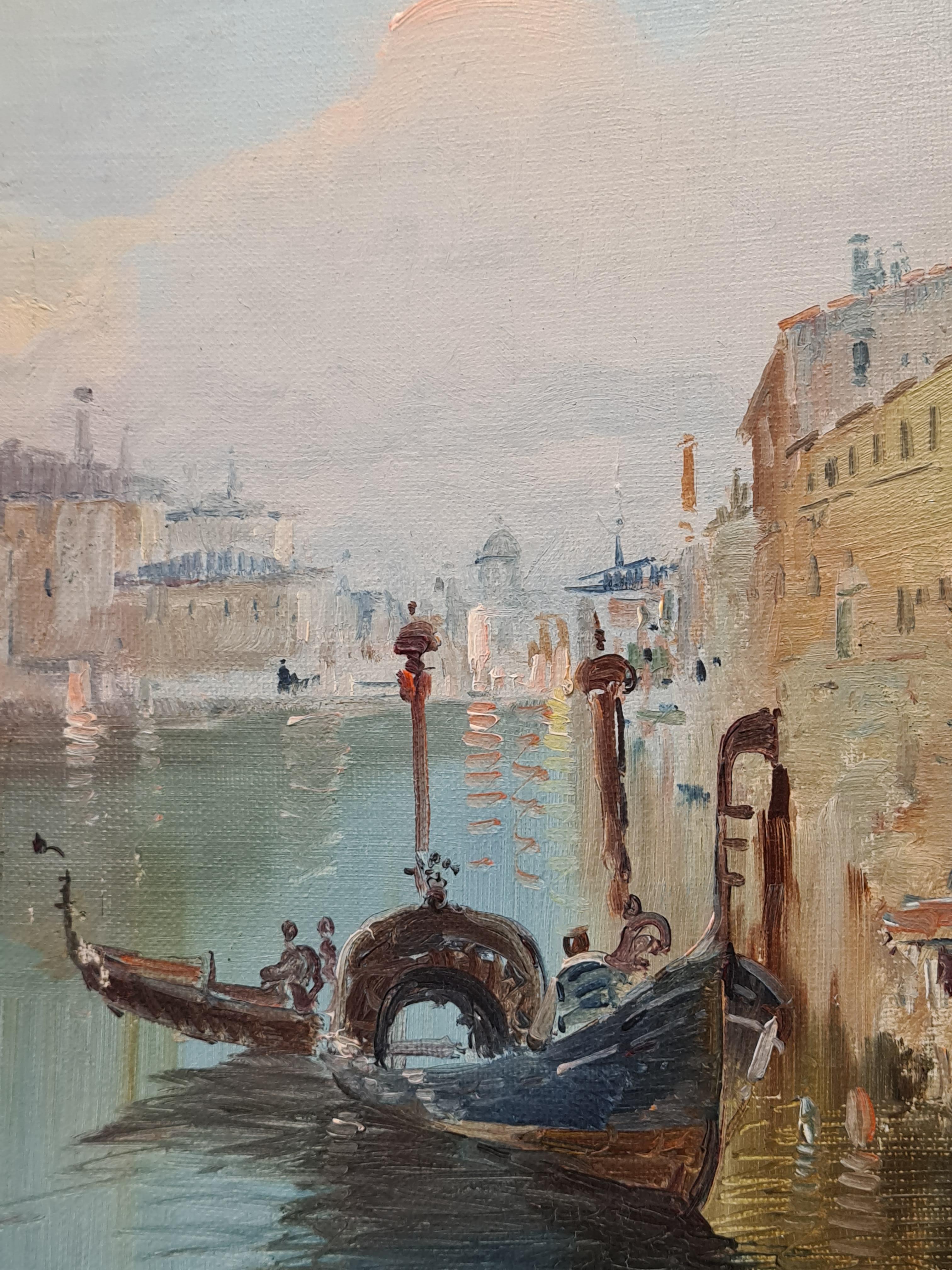 Peinture à l'huile du début du XXe siècle représentant le Grand Canal, à Venise, par Henry Malfroy (1895-1944). Signé en bas à gauche sous son pseudonyme, Savigny. Dans un cadre en chêne d'époque.

Fidèle à son style libre, Malfroy Savigny a capturé