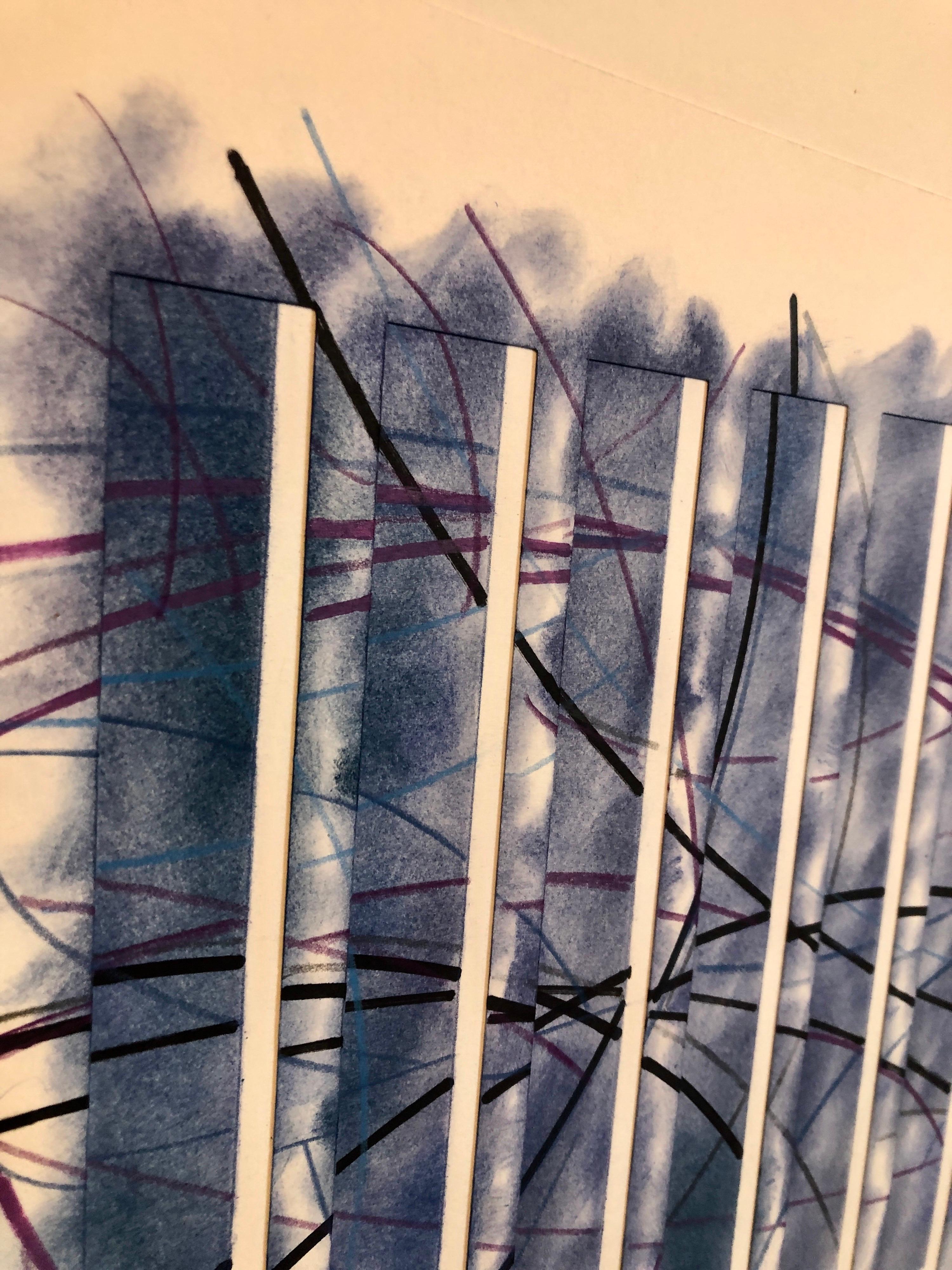 Collage a tecnica mista, grafite, pittura a olio L'espressionista astratto Henry Mandell in vendita 6
