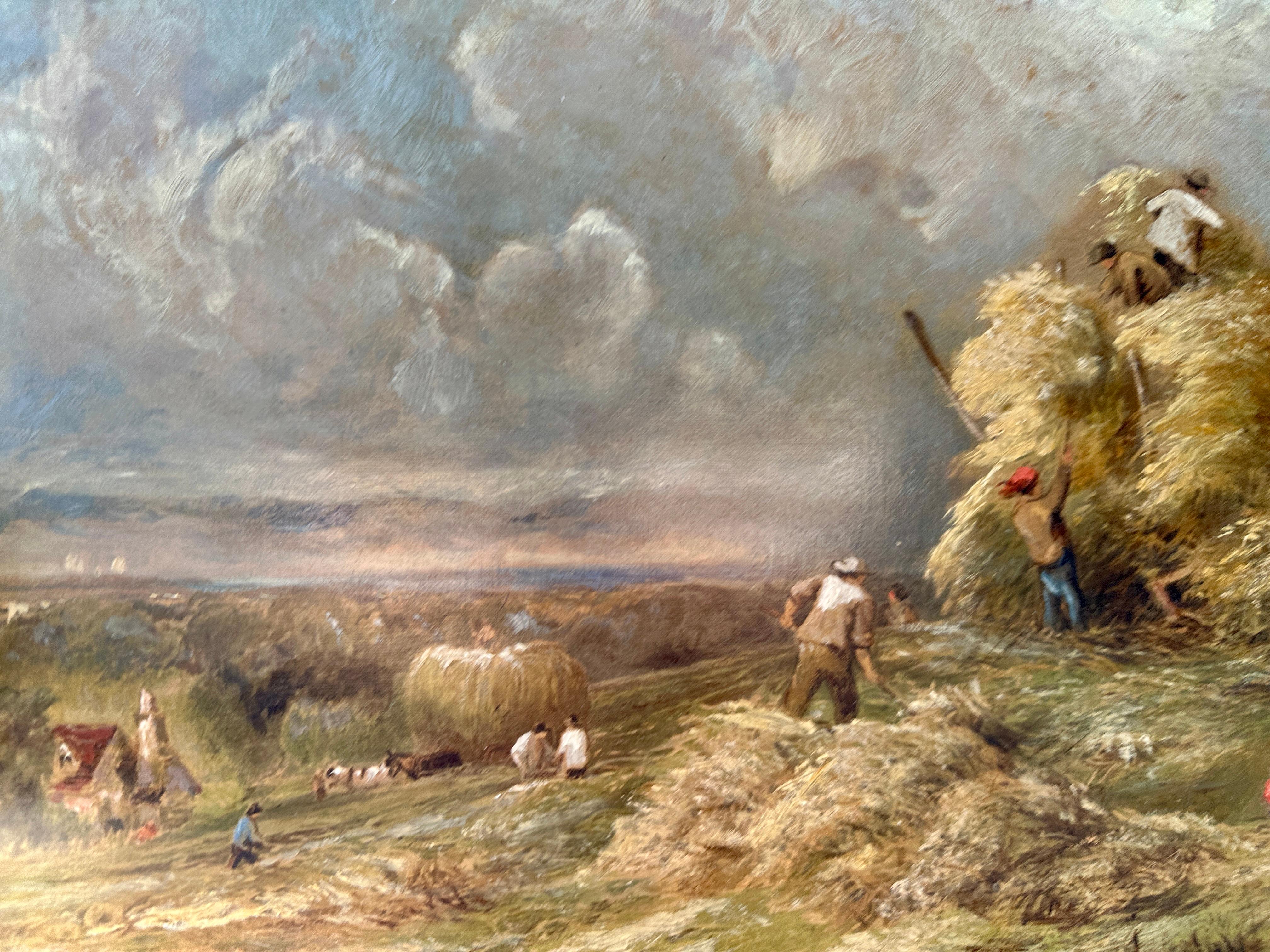 19th century English Rural landscape with figures farming  and harvesting For Sale 2