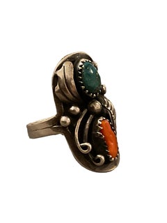 Henry Mariano Sterling Silver Morenci Turquoise Native American Navajo Ring 11