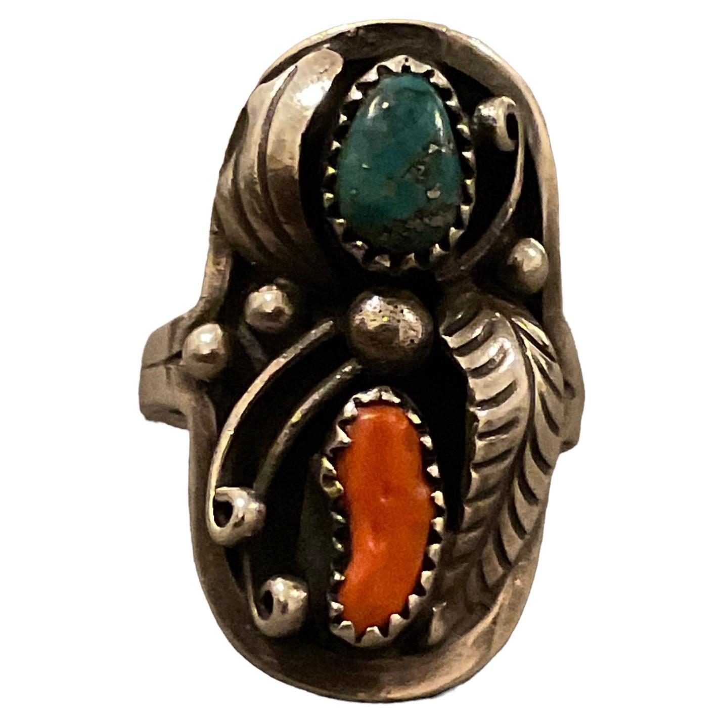 Henry Mariano Sterling Silver Morenci Turquoise Native American Navajo Ring 11