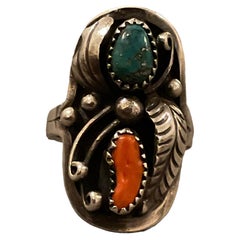 Retro Henry Mariano Sterling Silver Morenci Turquoise Native American Navajo Ring 11