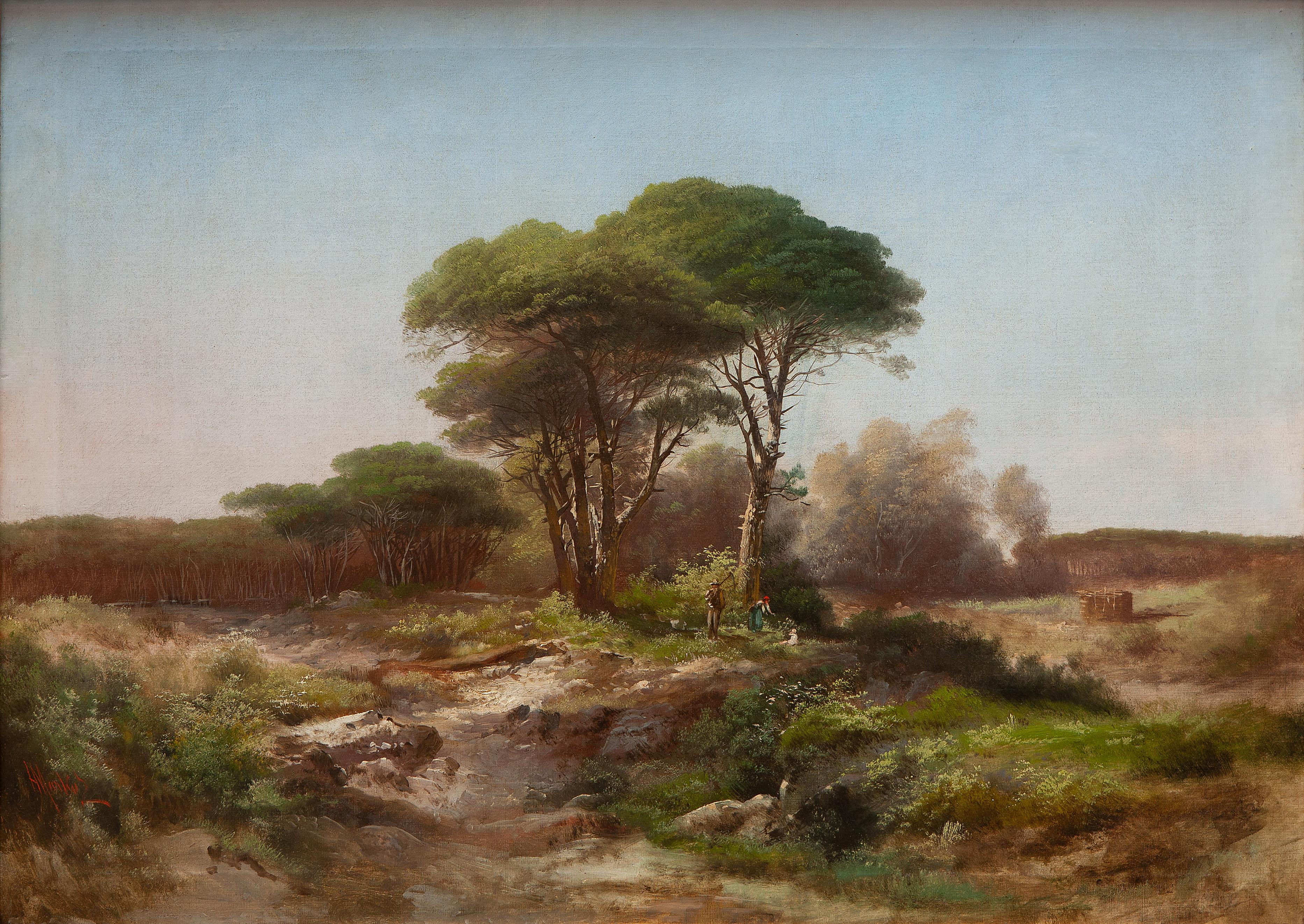 Ligurian pine forest - Painting by Henry Markò (Firenze 1855-1921)