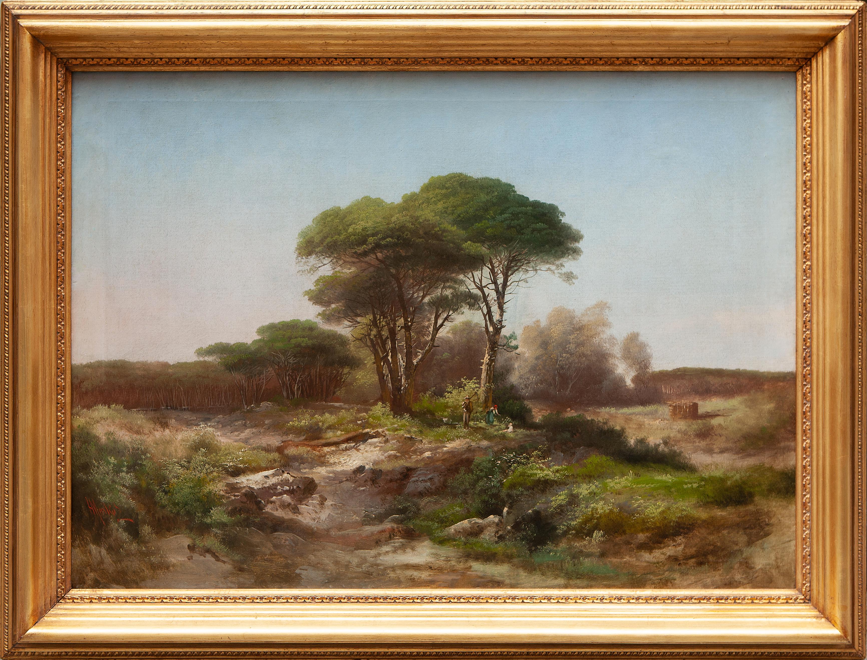 Henry Markò (Firenze 1855-1921) Landscape Painting - Ligurian pine forest