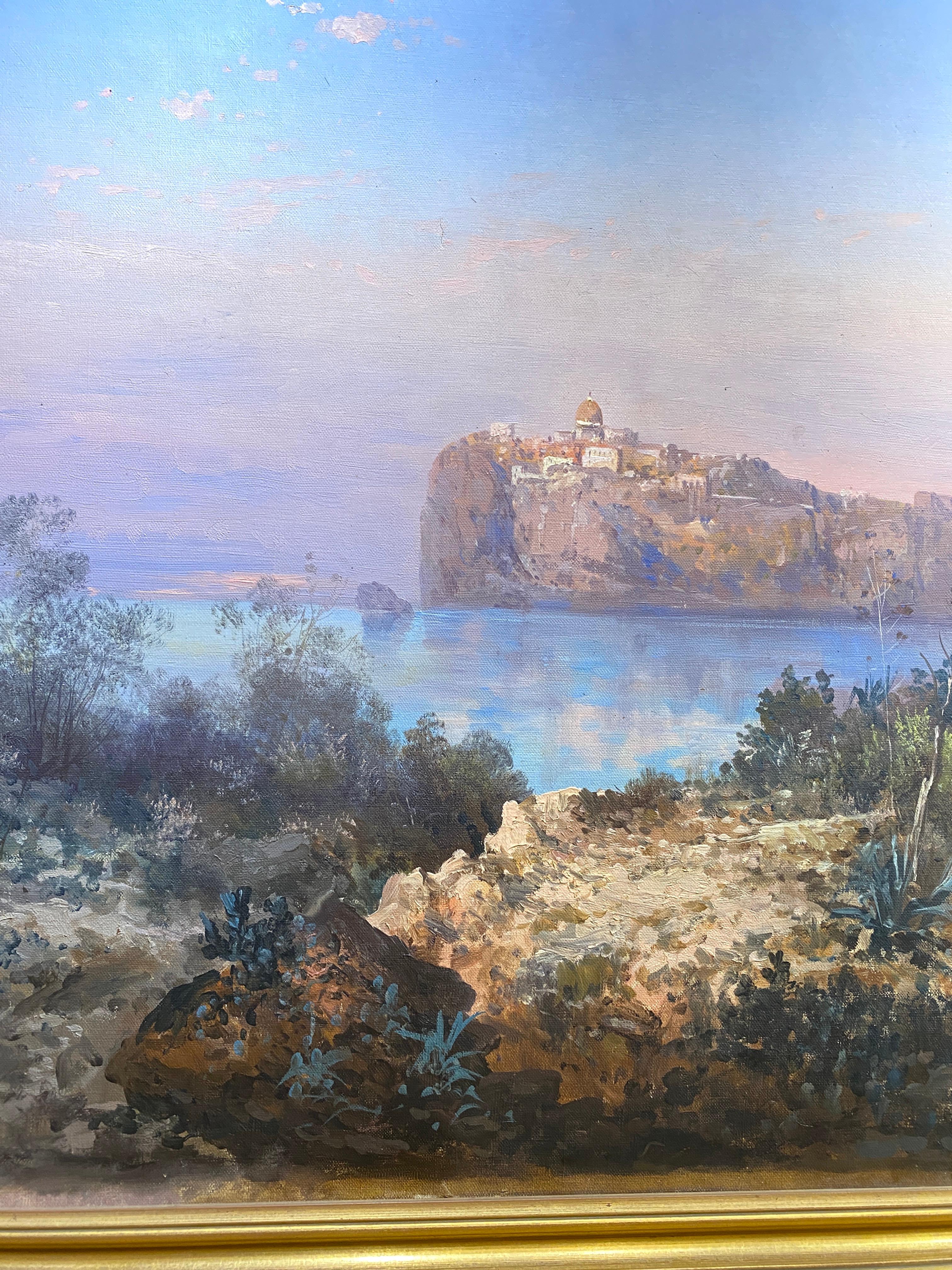 Sunset Landscape With the View of Procida Island Bay of Naples For Sale 3