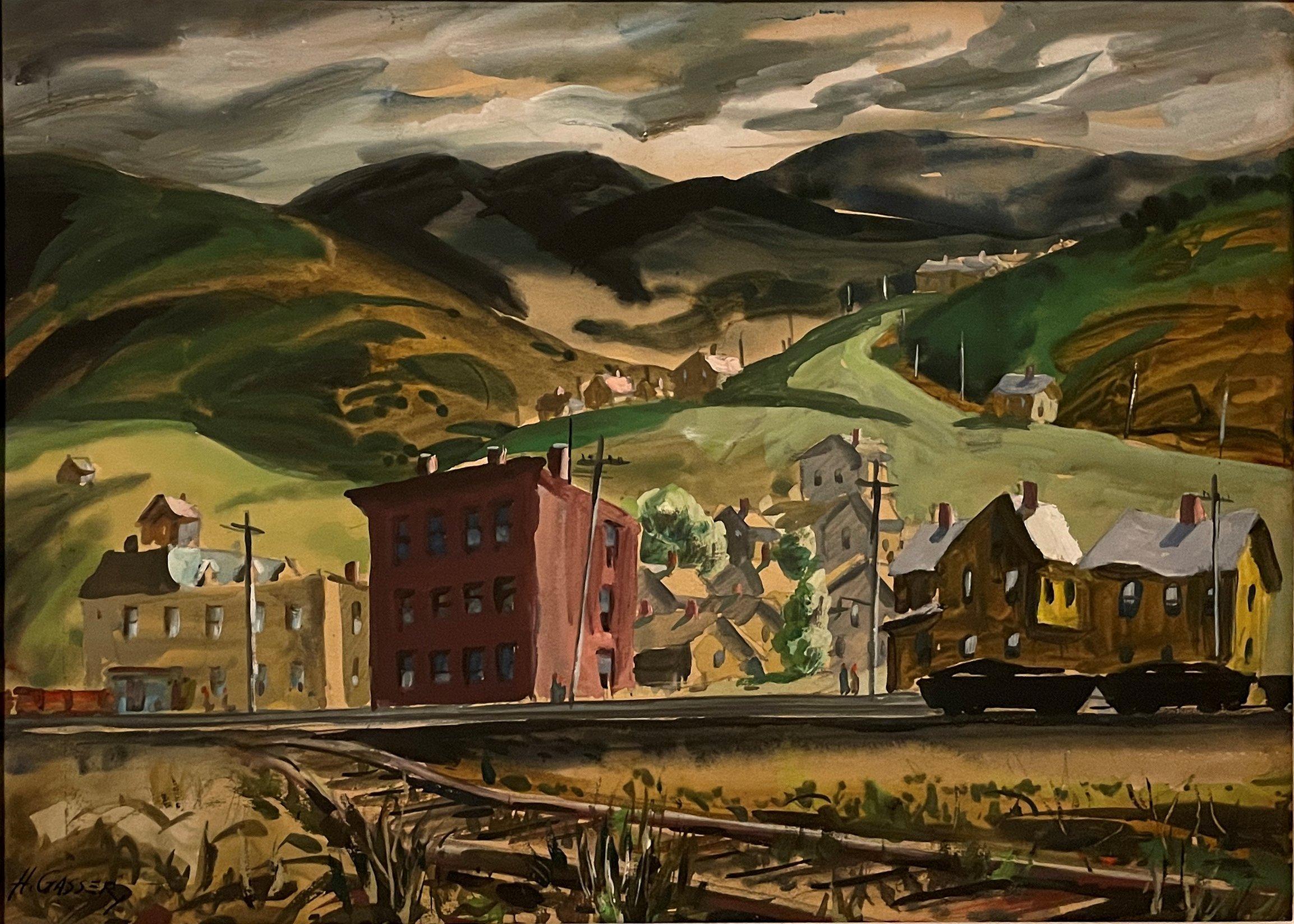 Henry Martin Gasser Landscape Art - "End of the Tracks, Johnstown, Pennsylvania, " Henry Gasser, American Scene