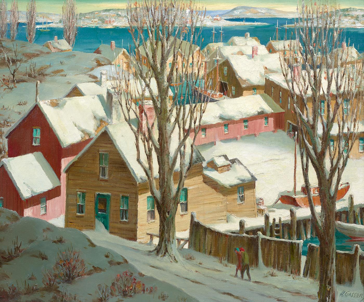 Landscape Painting Henry Martin Gasser - Harbor en hiver