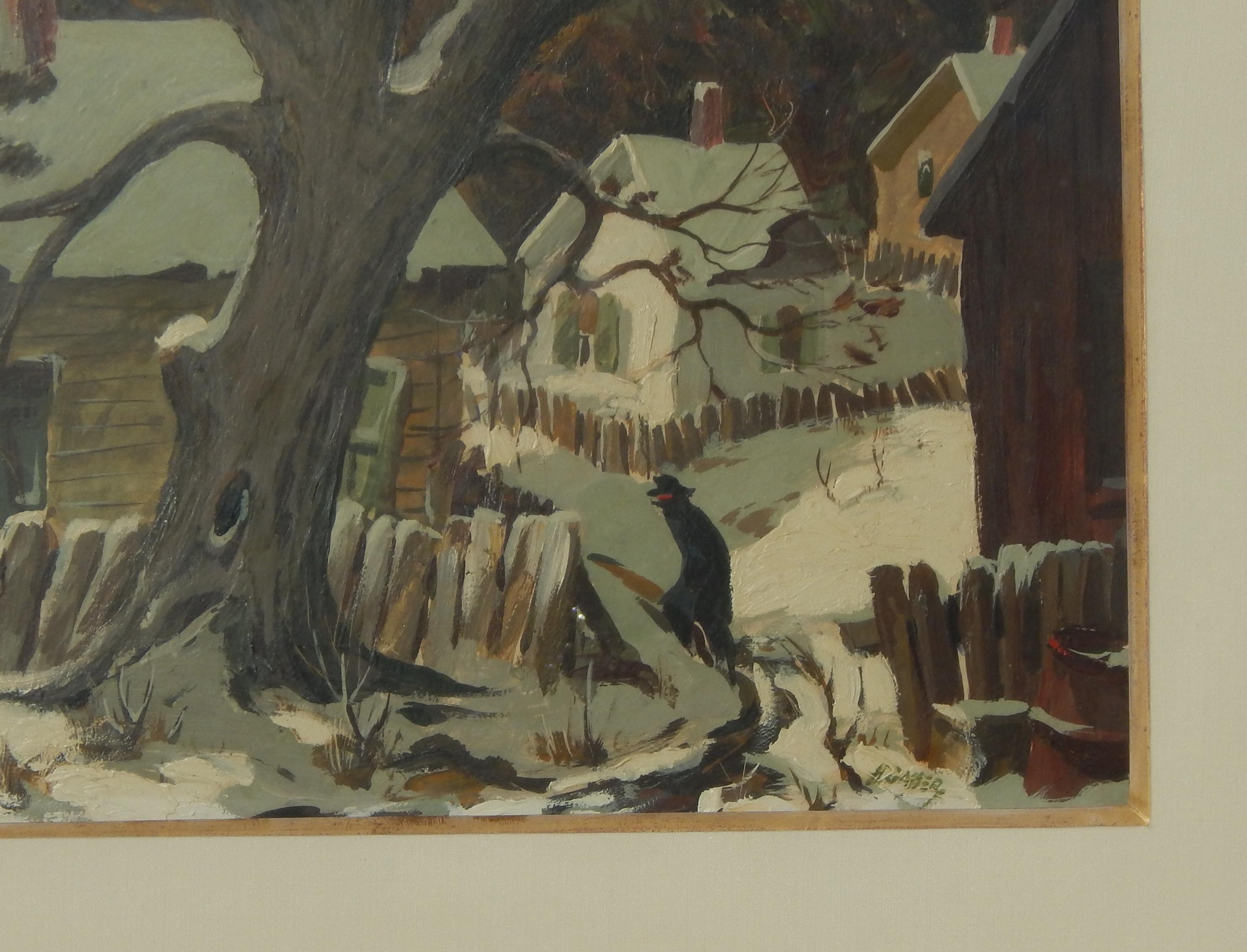 Henry Gasser (1909 - 1981)  
This is a beautiful work by New Jersey artist Henry Gasser titled: “Homeward.” 
It is Oil on Paner created in the 1940's. Signed “H. Gasser” lower right.
It is in excellent condition and framed beautifully.
The oil
