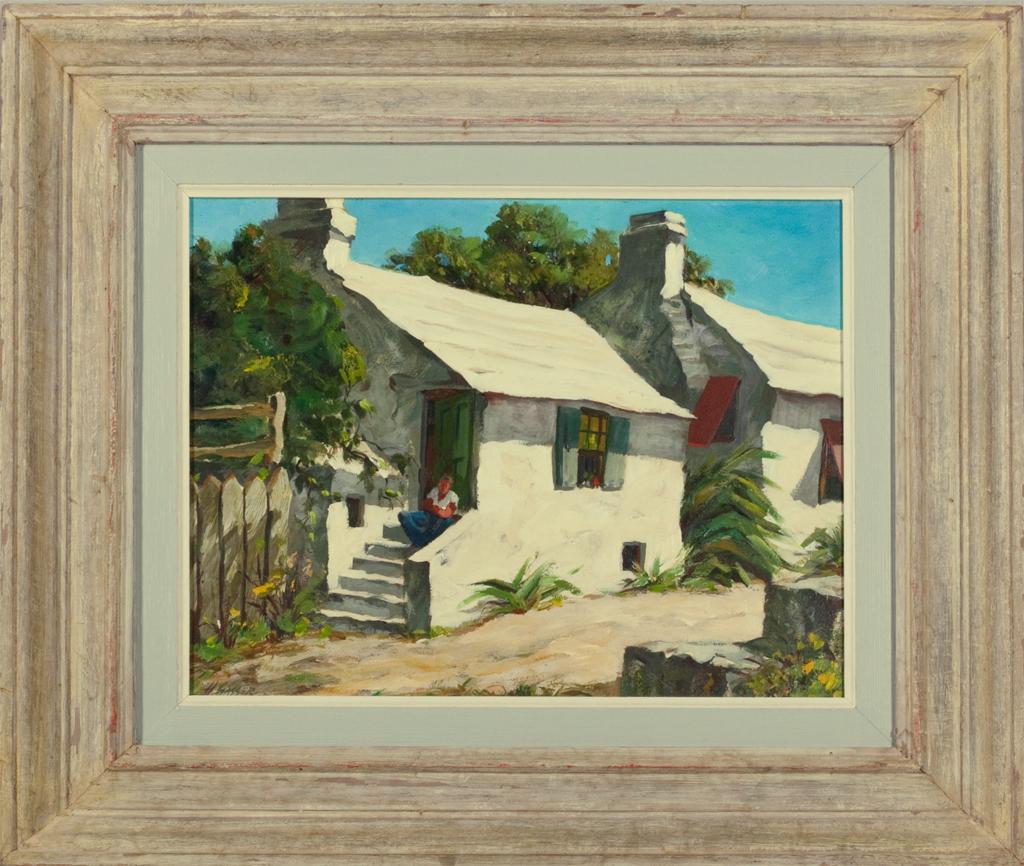 Maisons au bord de la route, Bermudes - Painting de Henry Martin Gasser