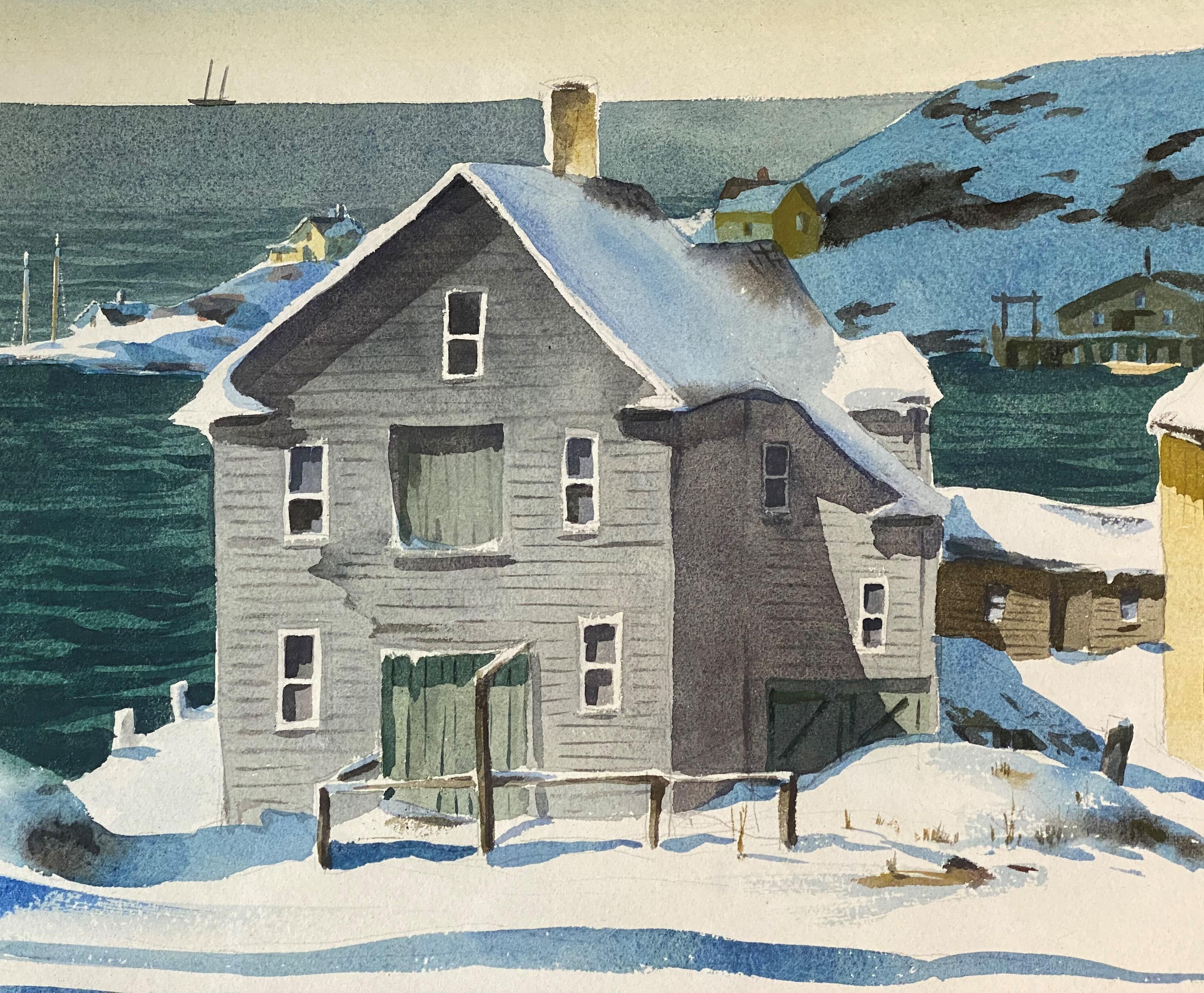 Scène côtière d'hiver - Impressionnisme américain Painting par Henry Martin Gasser
